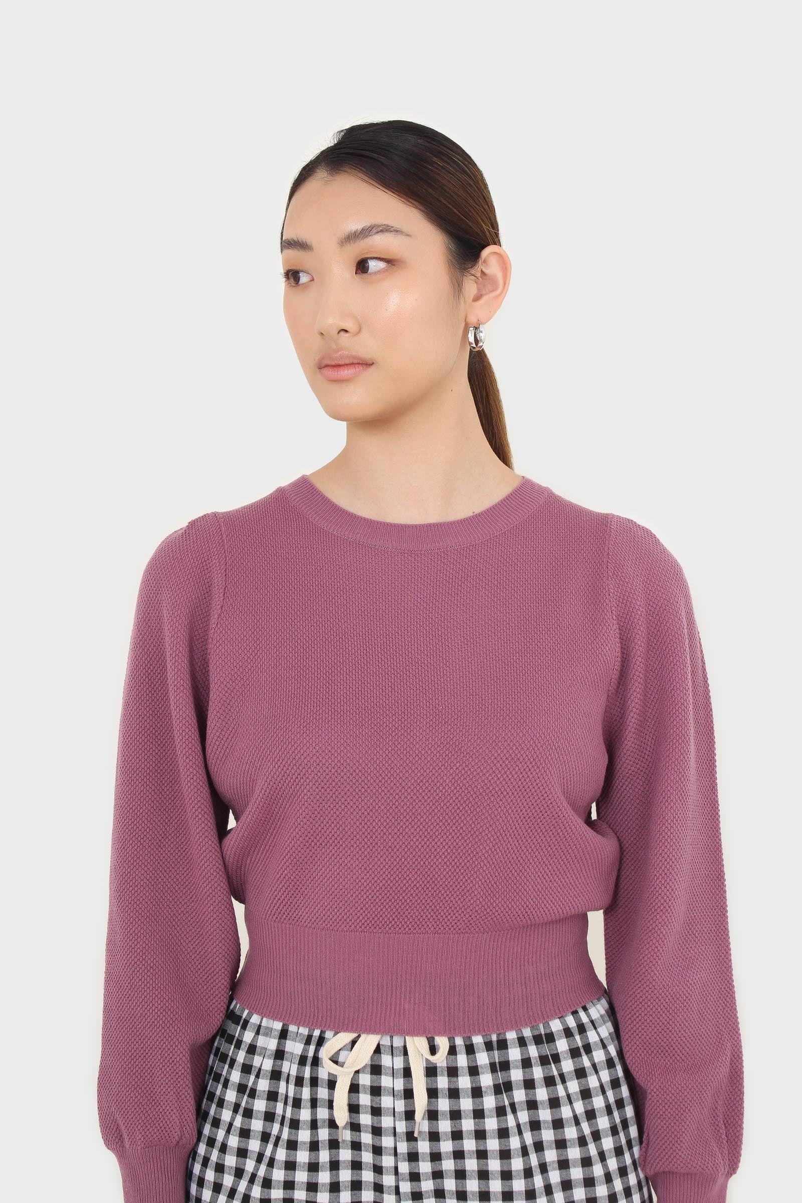Purple balloon sleeve crop jumper_8