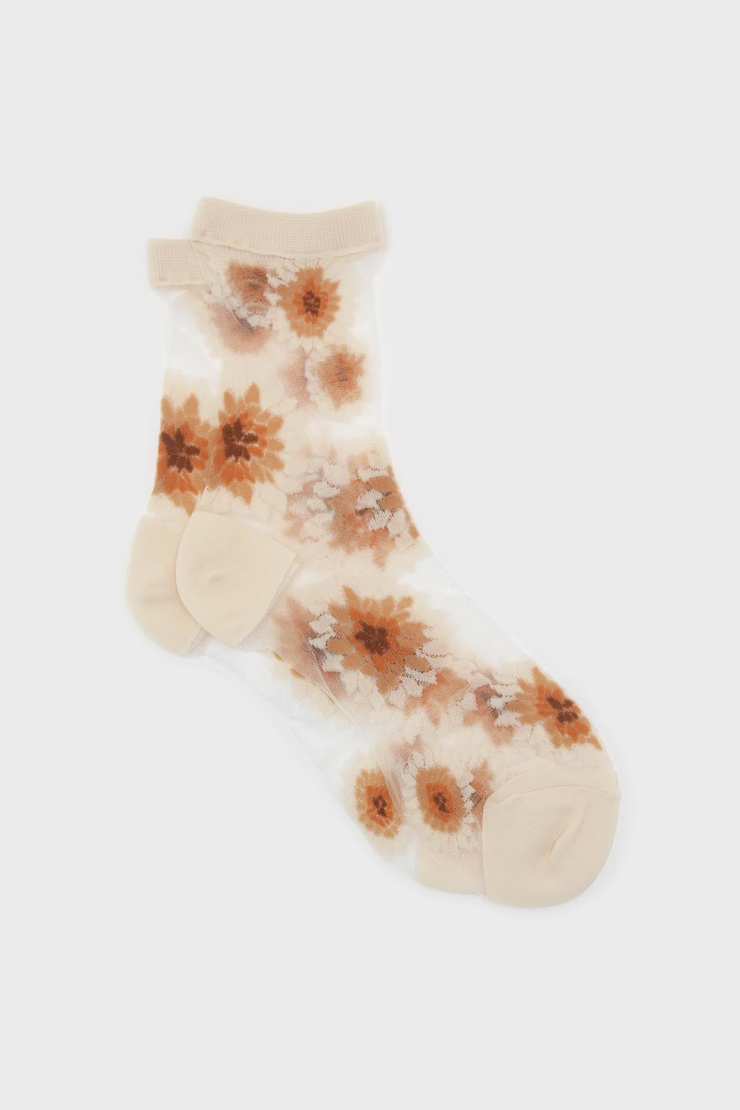 Camel large daisy sheer socks_1