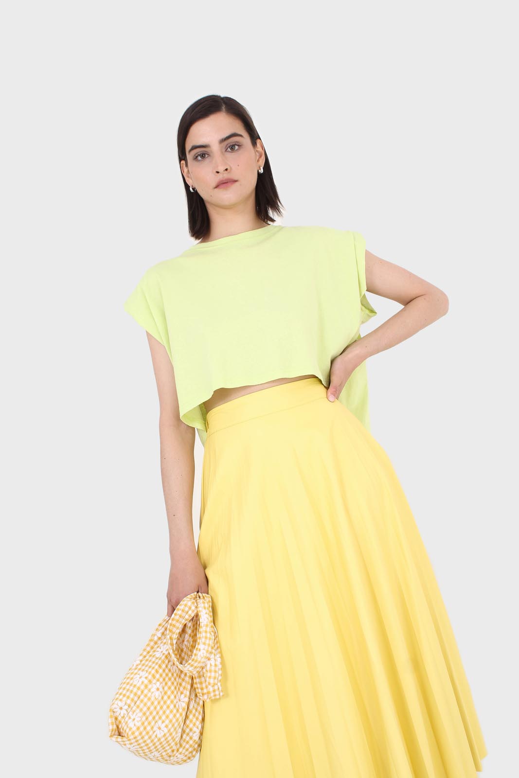 Green high low hem padded muscle tee_9