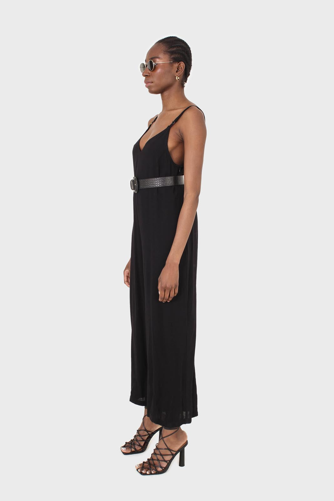 Black deep V spaghetti strap jumpsuit_3