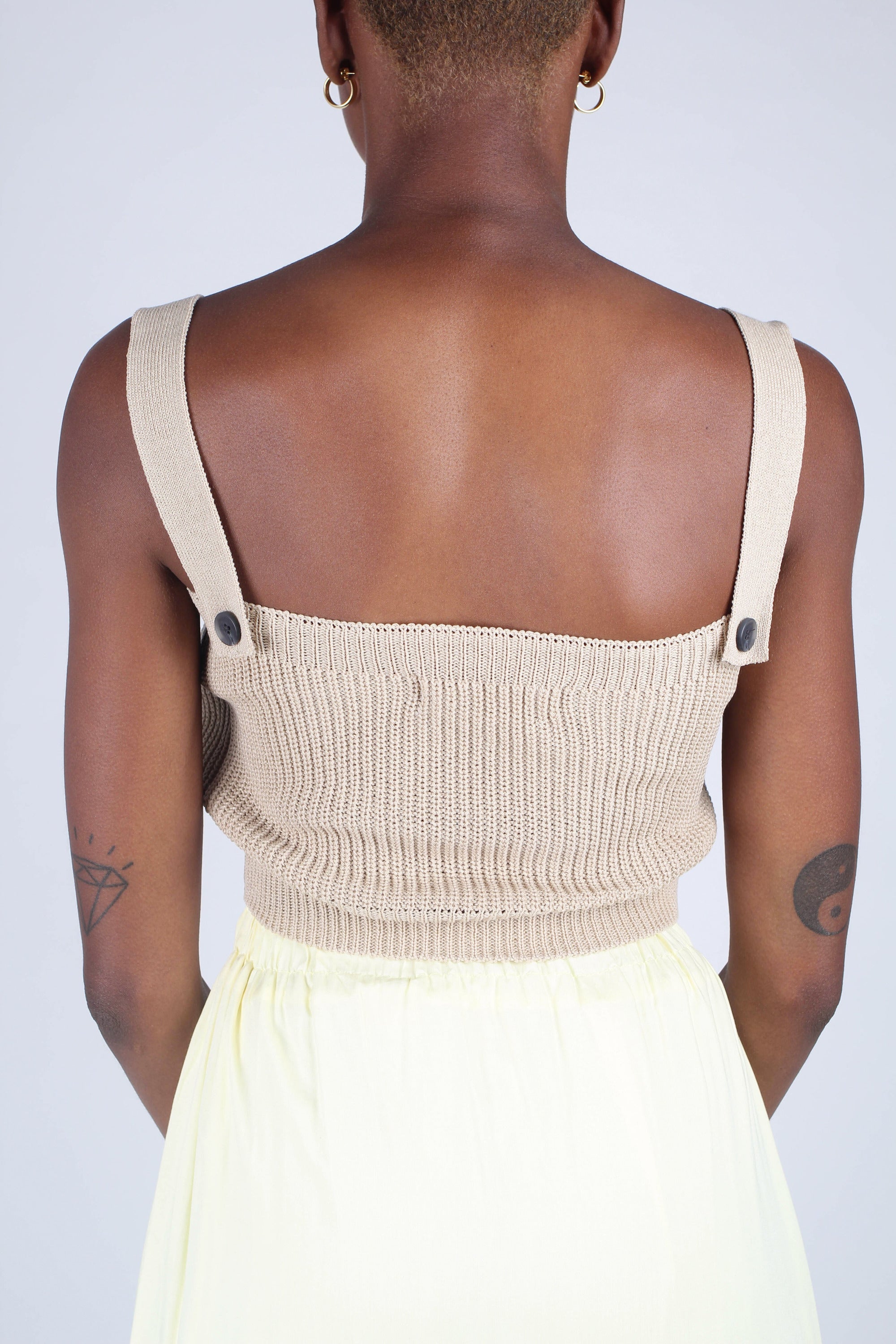 Beige button back knit tank_2