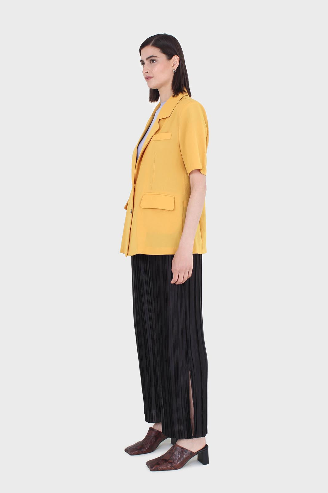 Black micro pleat tie waist trousers_6