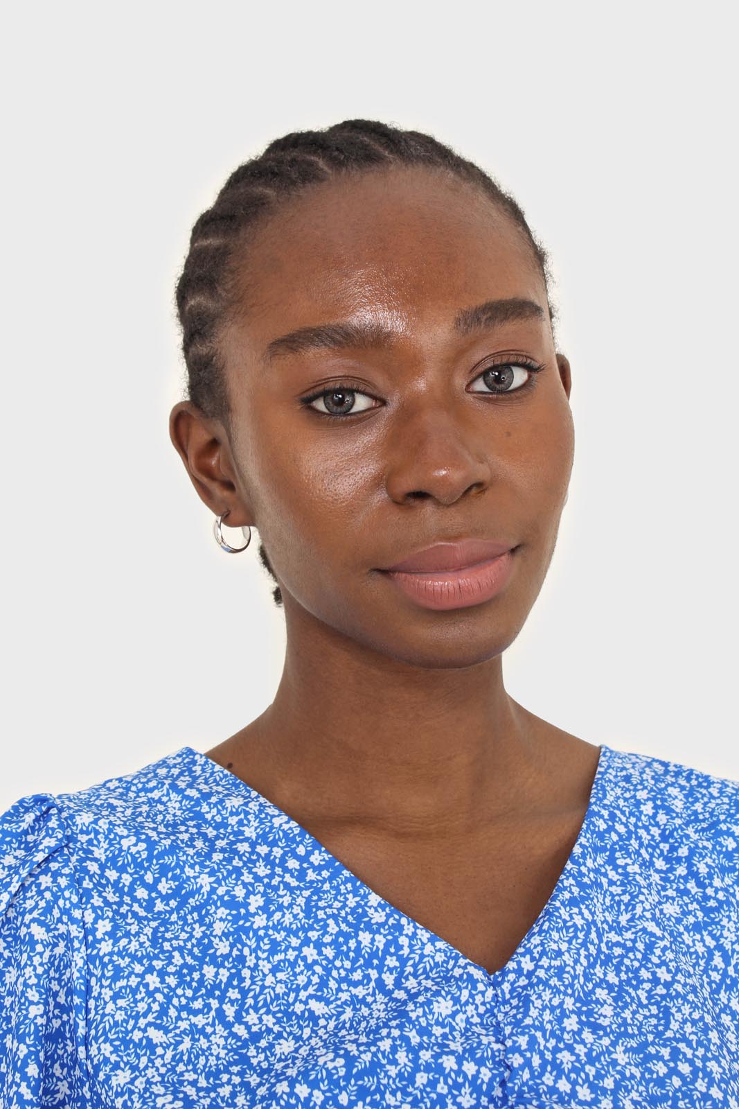 Blue and white floral print tie waist romper_7