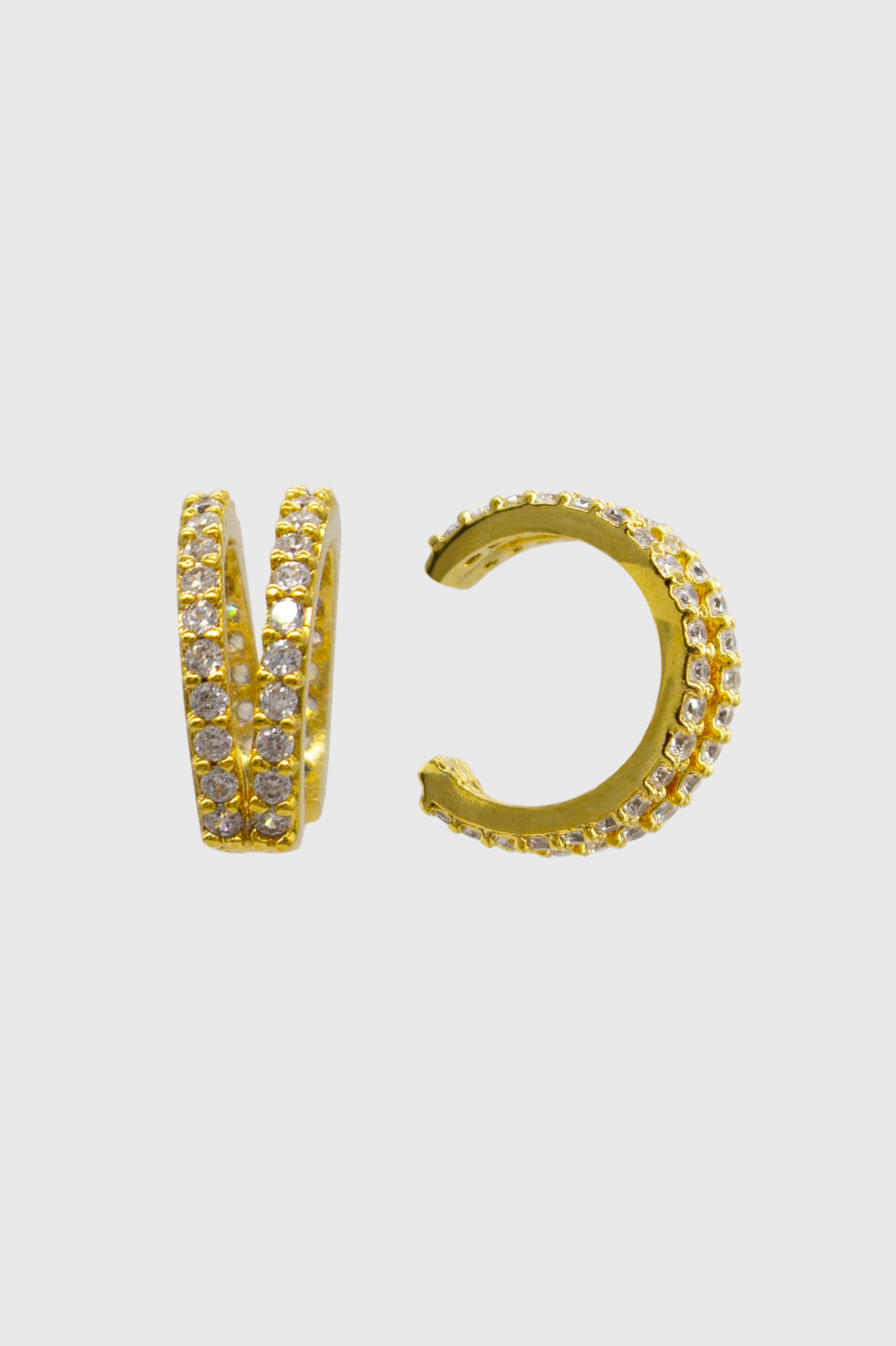 Gold pave double tier ear cuff - 8mm_3