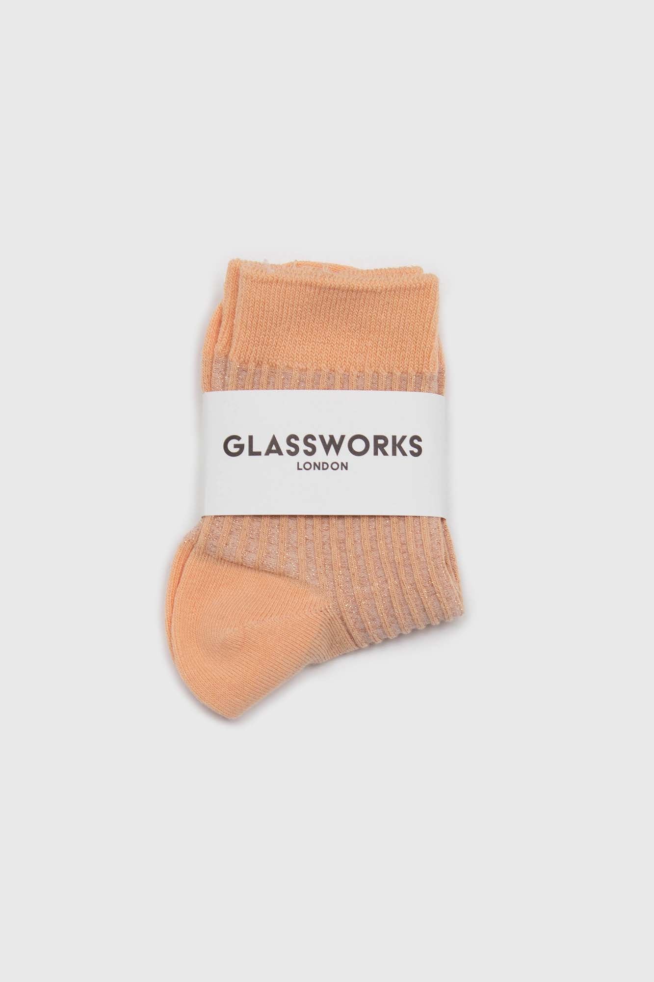 Sherbet orange metallic vertical stripe socks_3