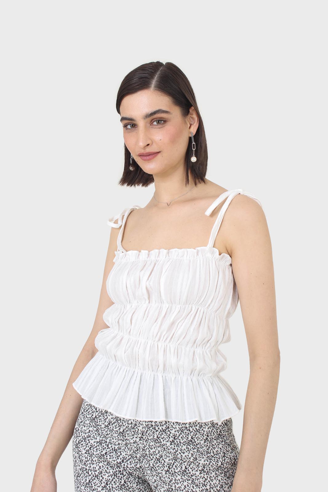 White smocked tie strap tank_1