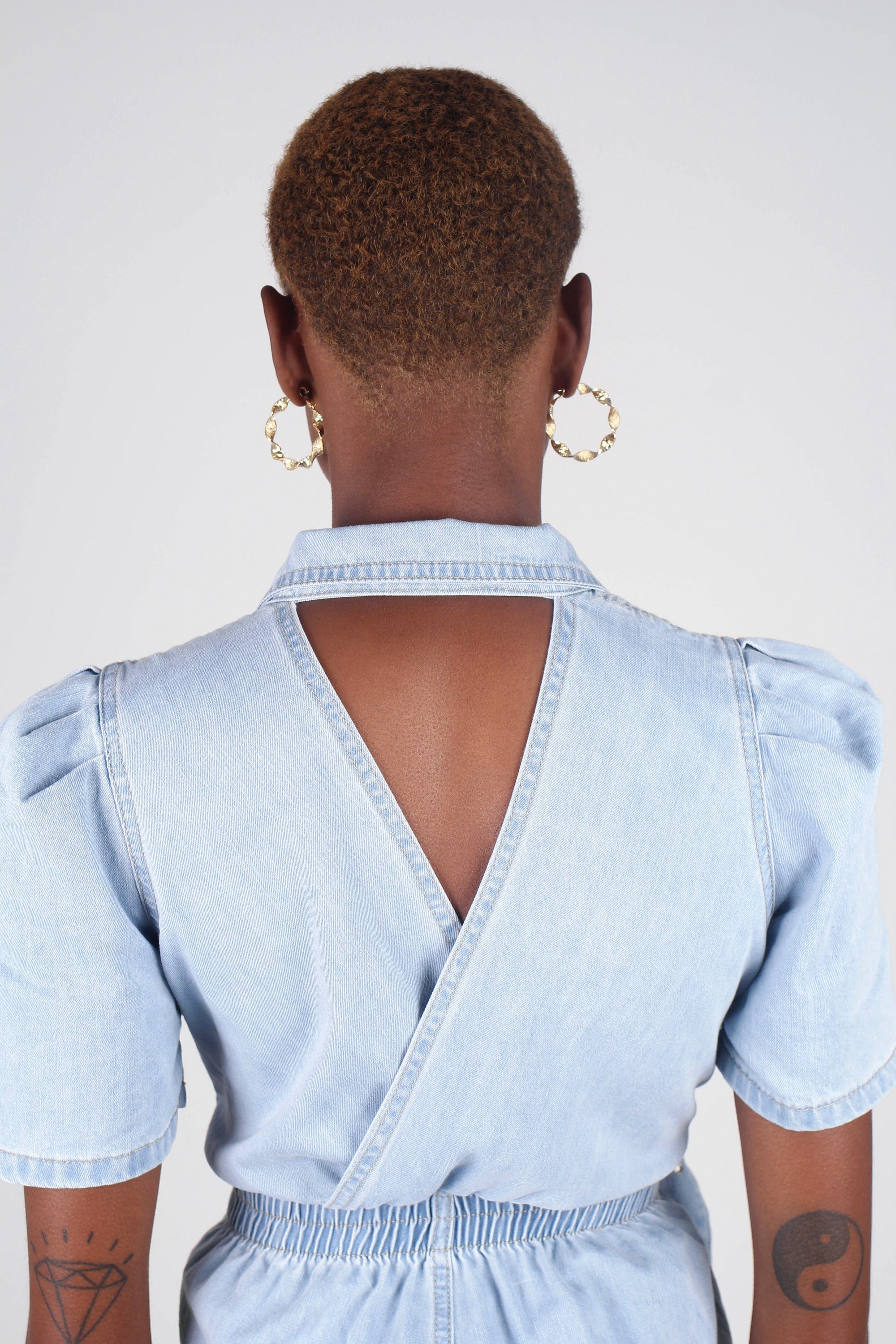 Light blue denim open back romper_7