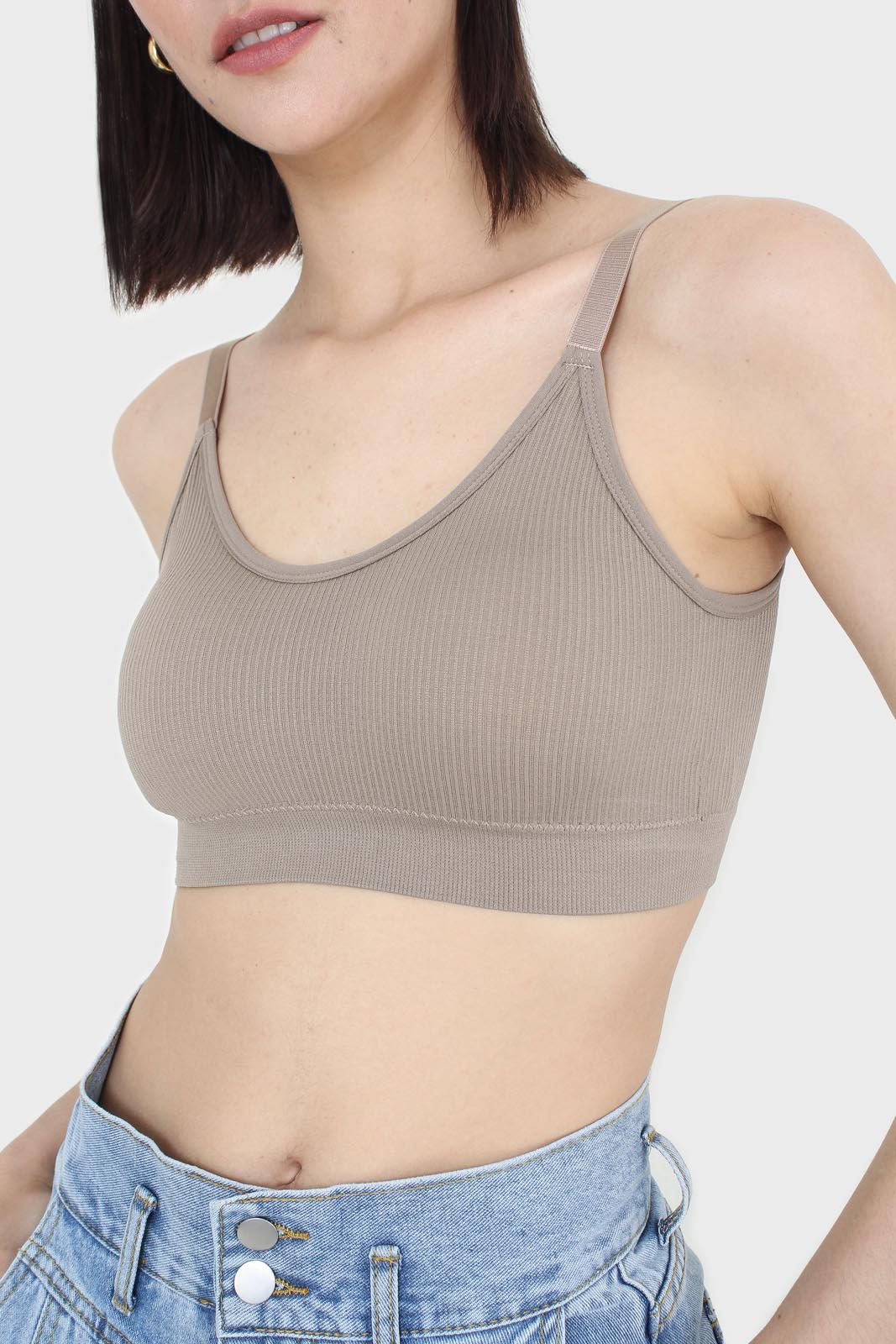 Beige ribbed bra top_3