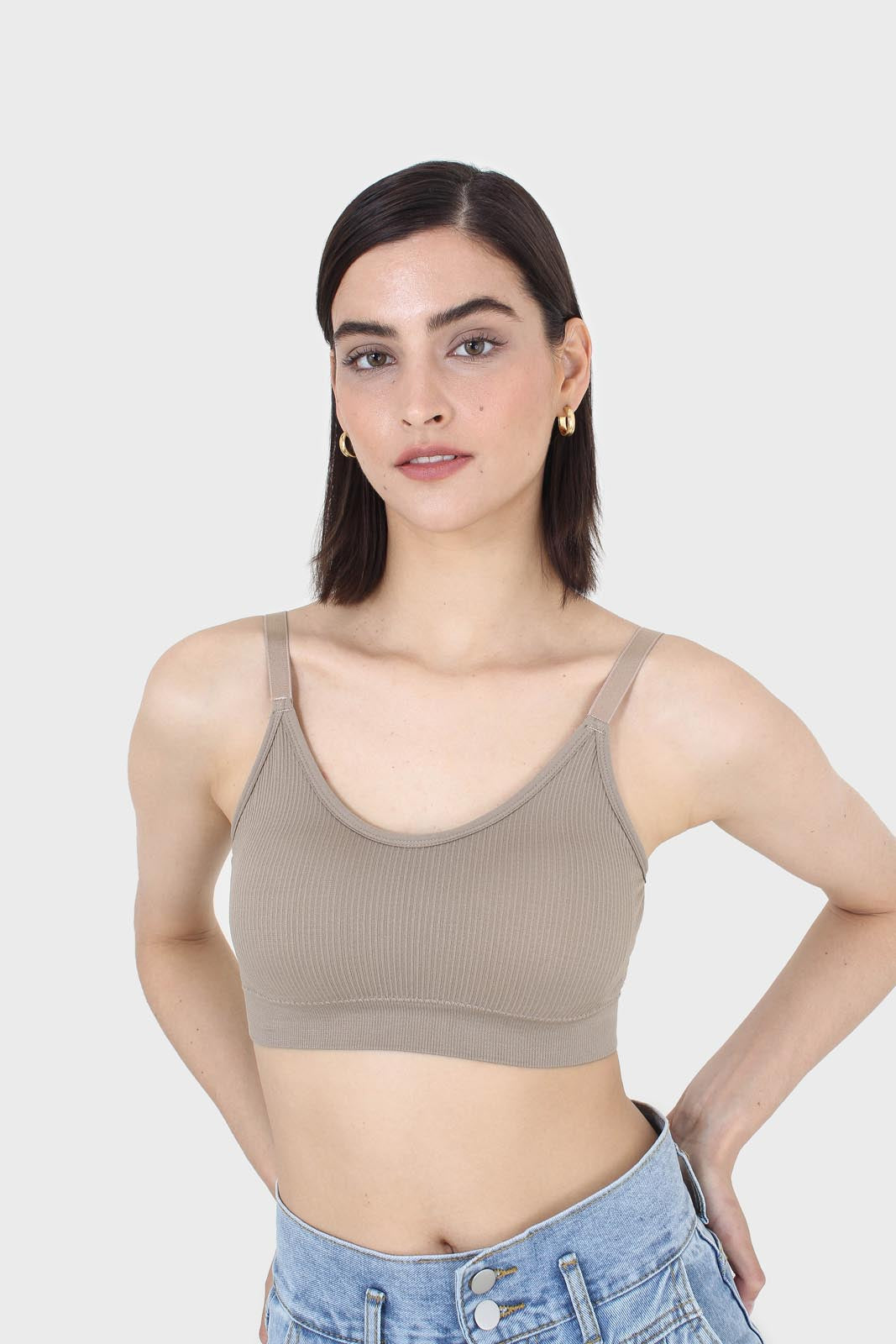 Beige ribbed bra top_6