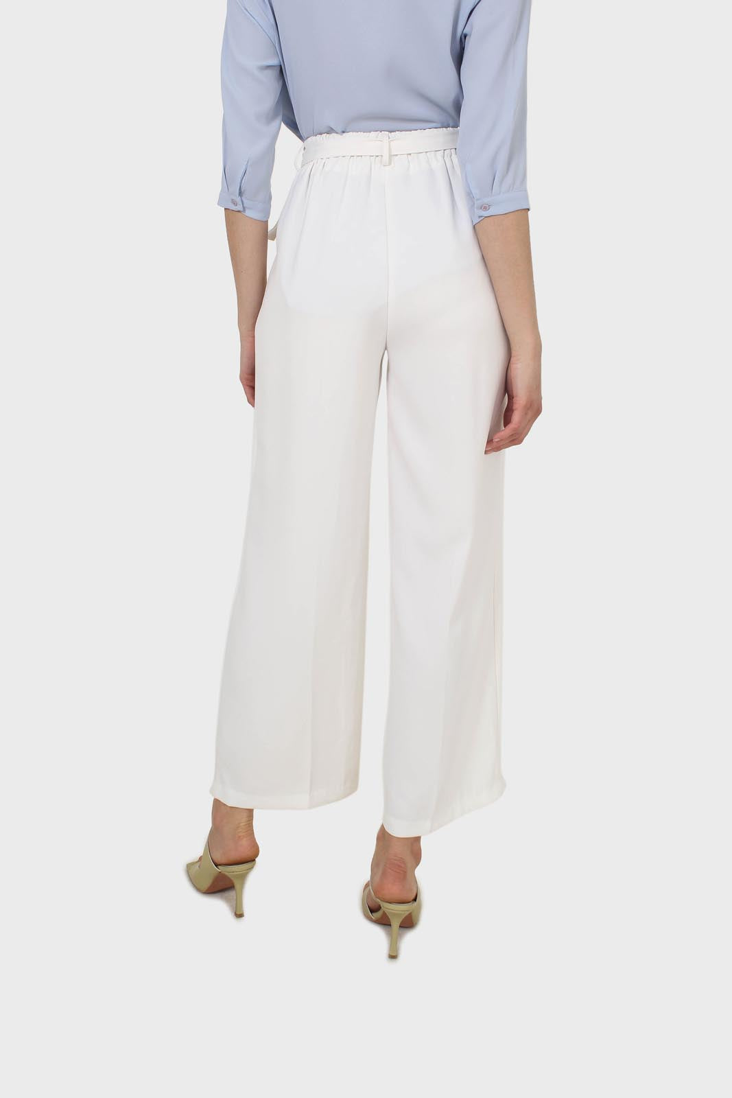 Ivory smart wide leg panel belted trousers_3