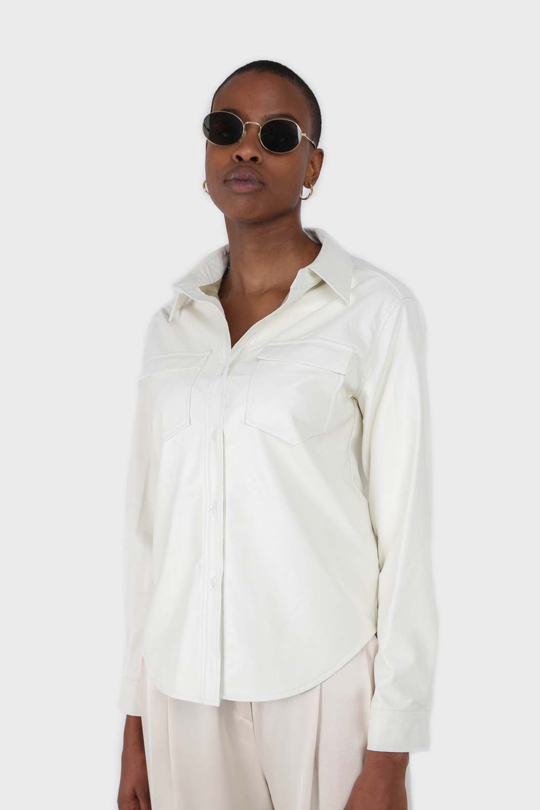 Bone white vegan leather shirt_1
