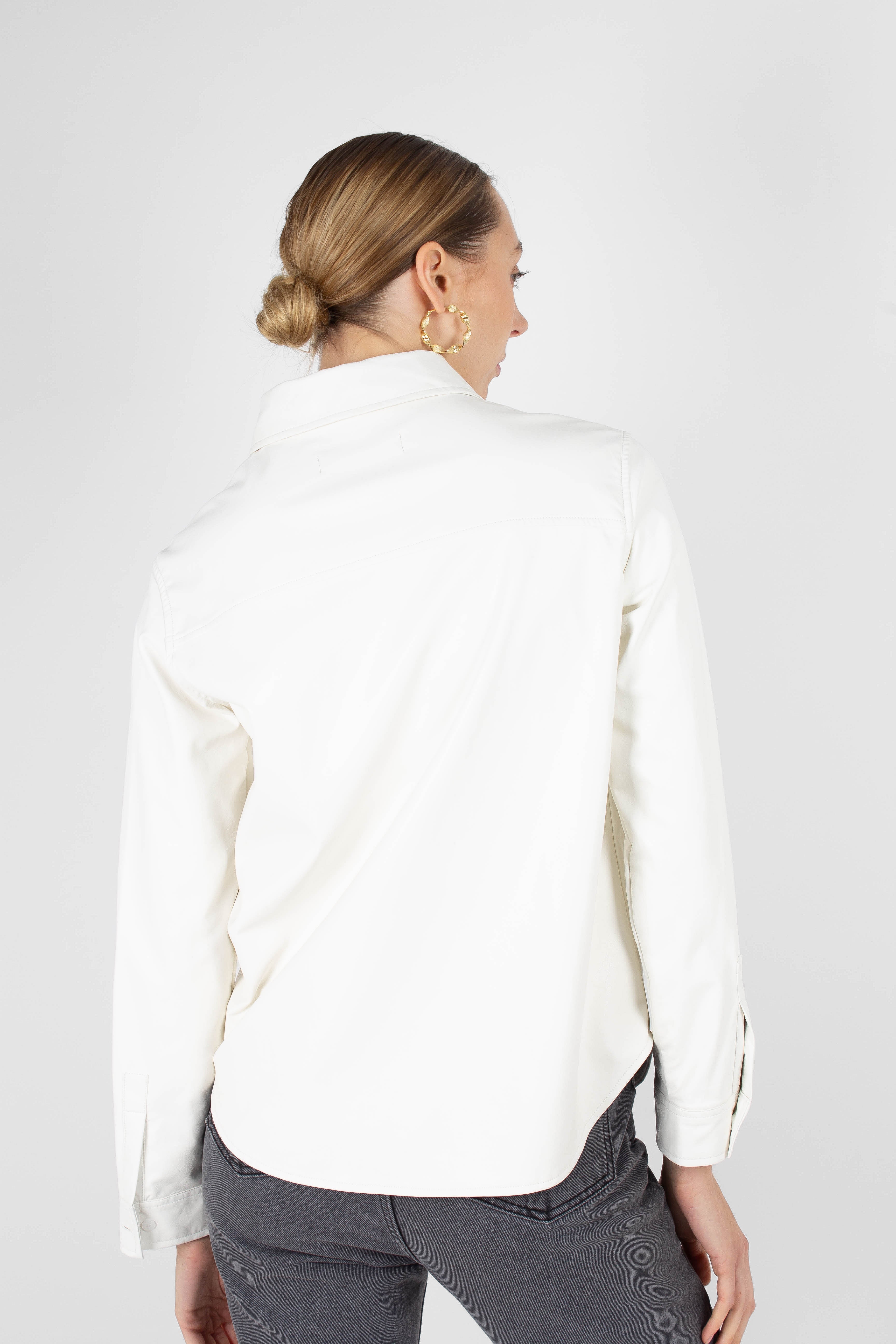 Bone white vegan leather shirt_10