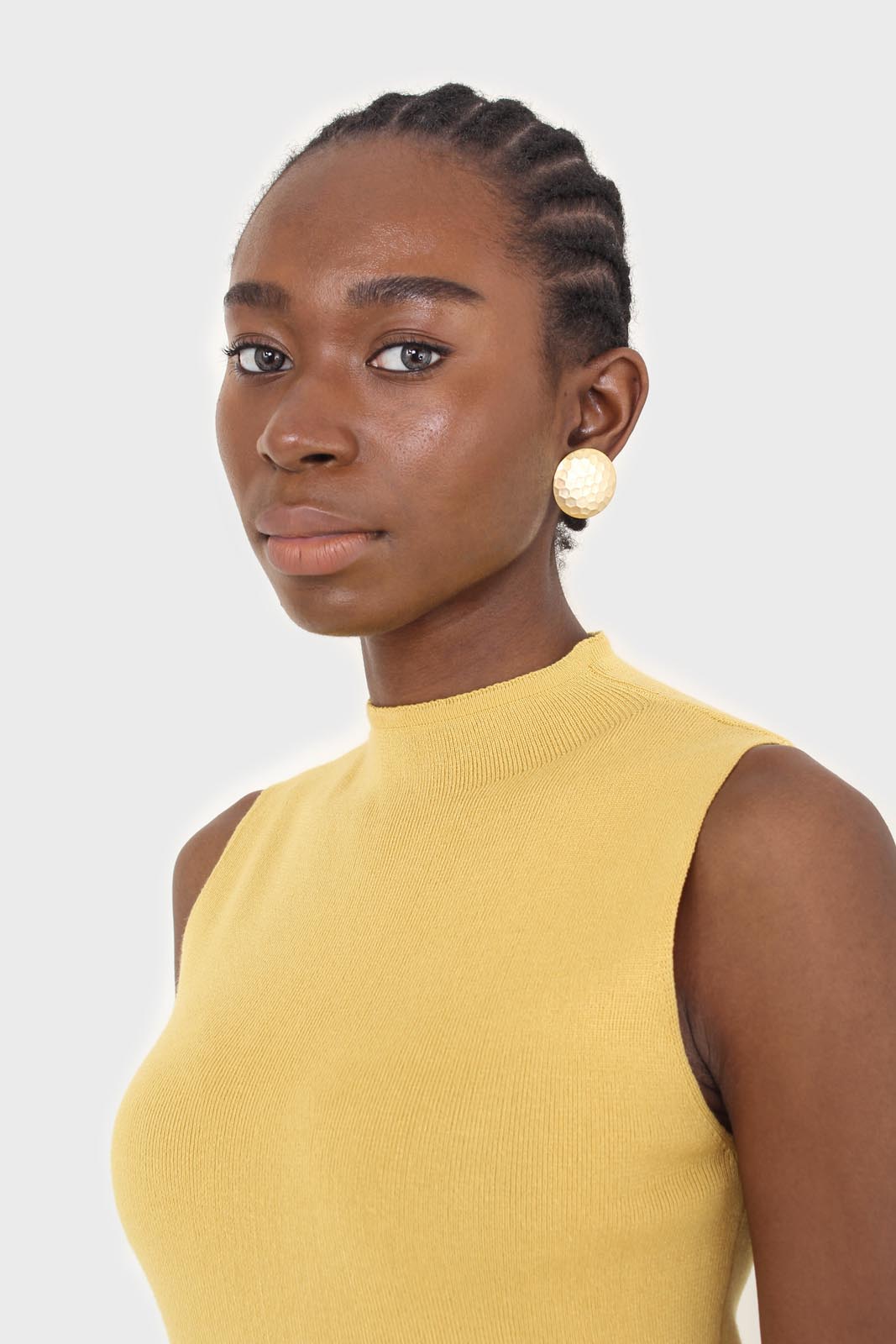 Mustard sleeveless mock neck knit tank_2