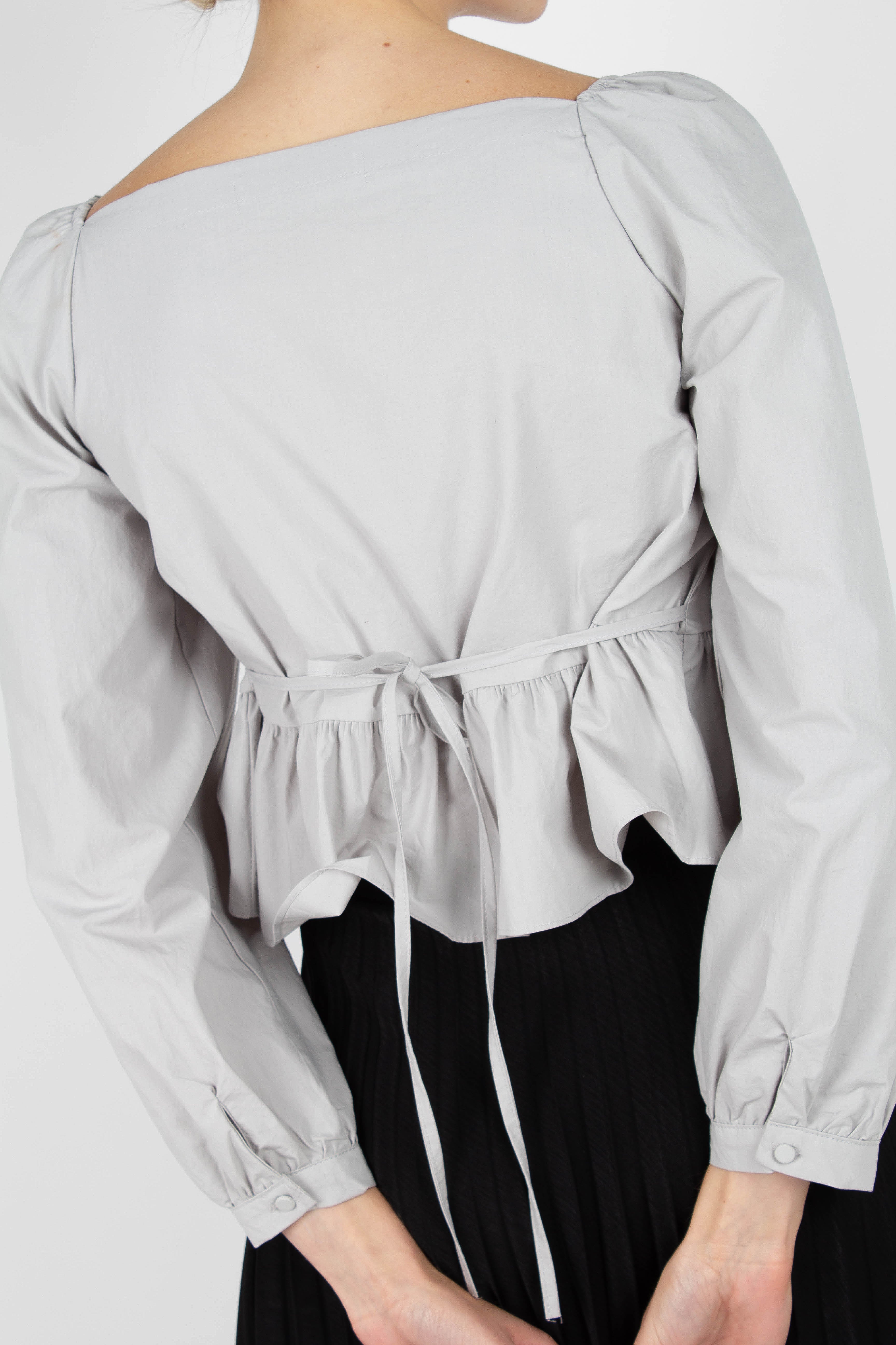 Pale blue off shoulder cinch waist top_2