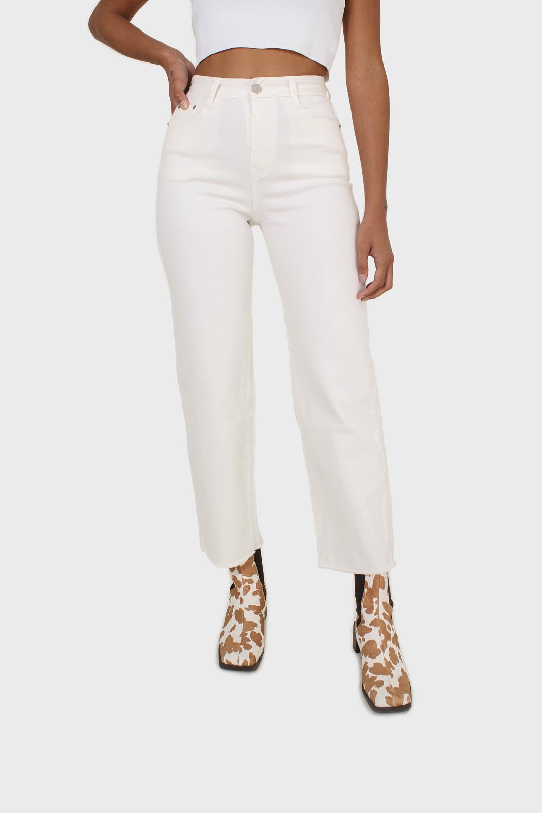 Ivory straight raw cut wide fit jeans - 839_2