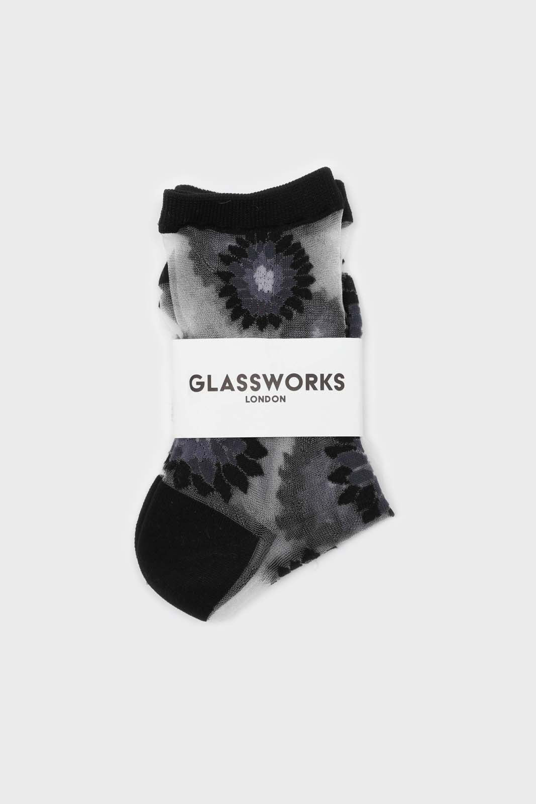 Black large daisy sheer socks_3
