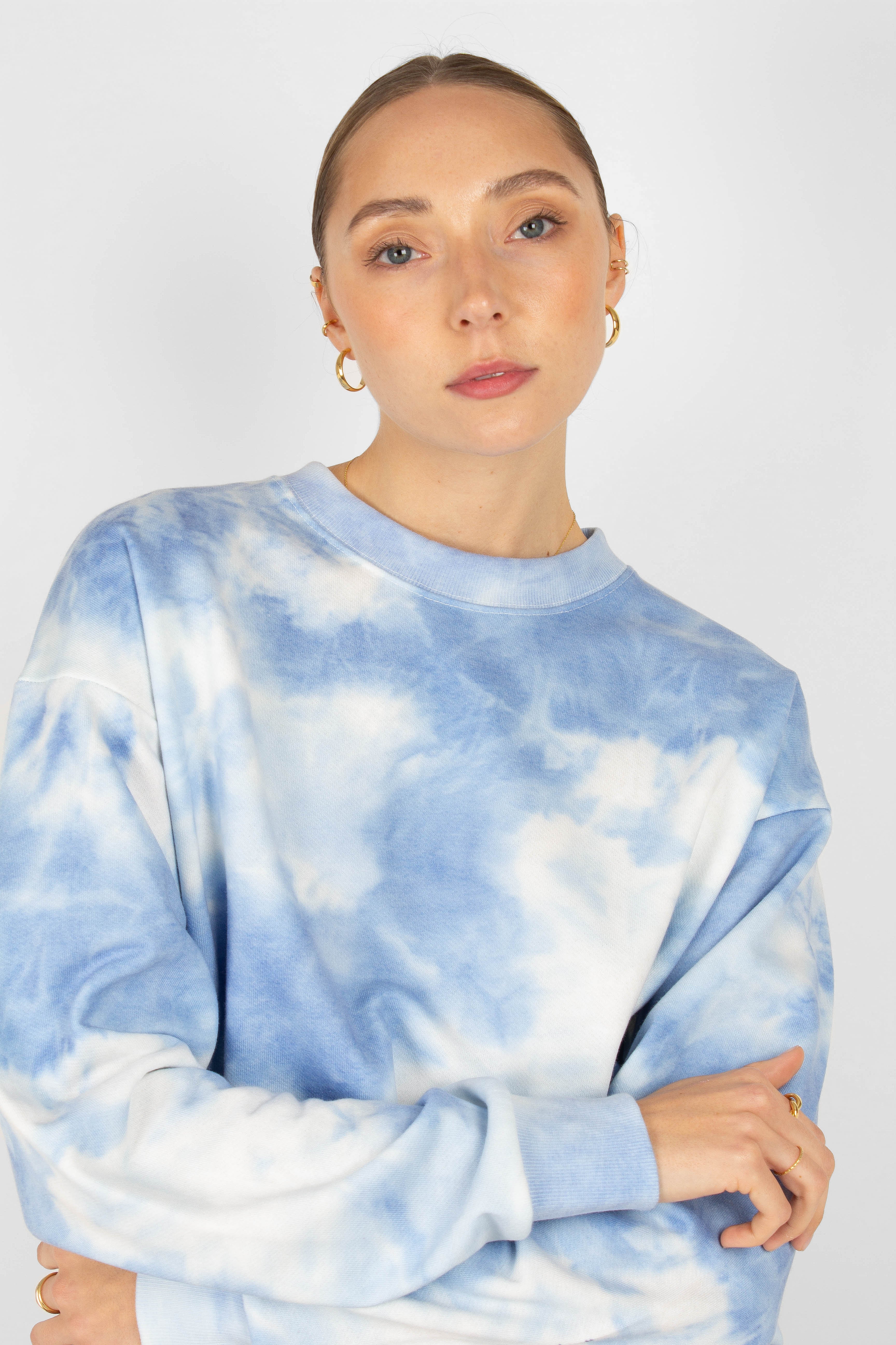 Blue tie dye loose fit sweatshirt_3