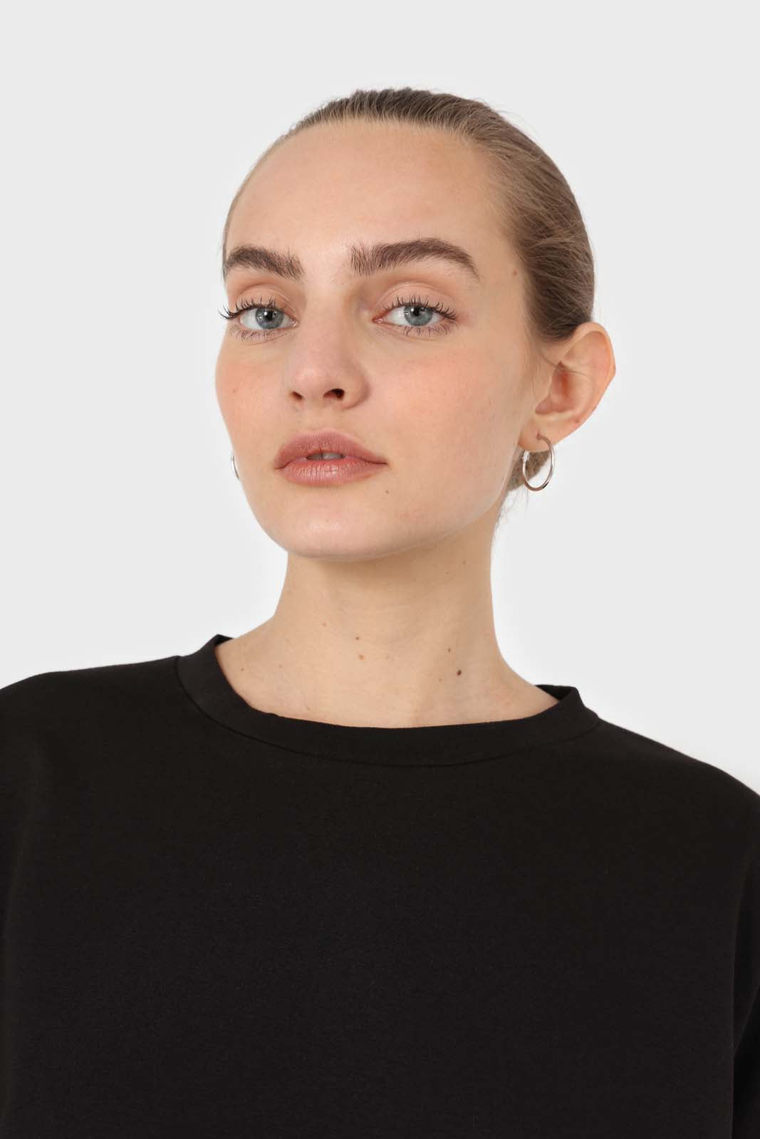 Black vegan leather contrast hem top_6