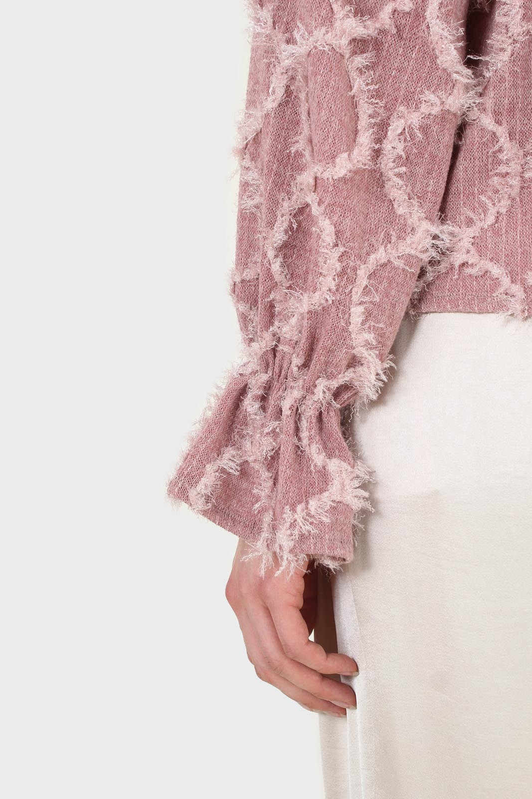 Pale pink cross tuft pattern blouse_2