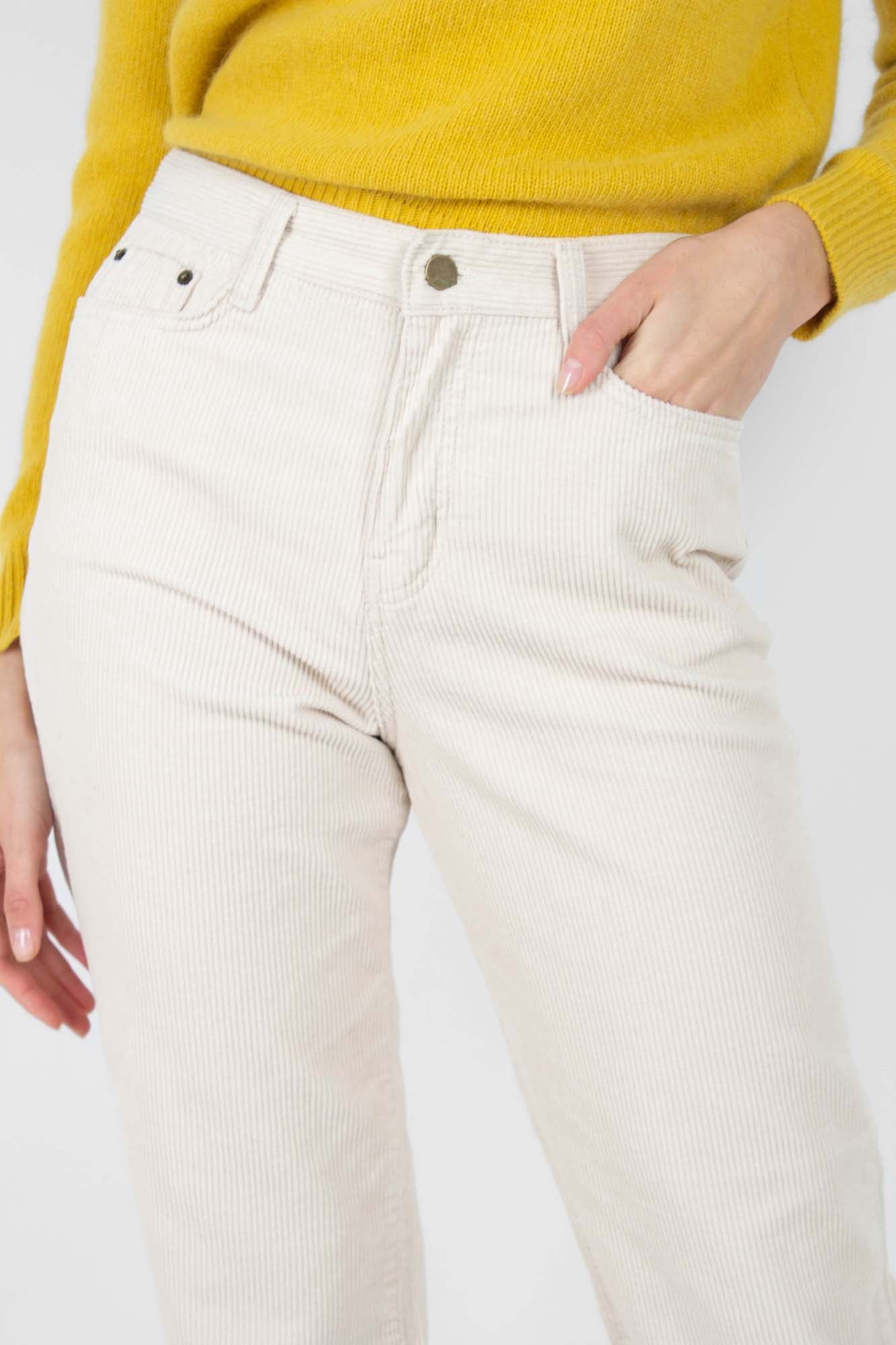 Ivory corduroy loose fit trousers - 812_7