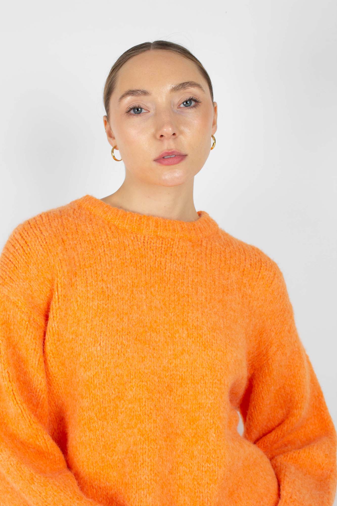 Bright orange crew neck loose fit jumper_2