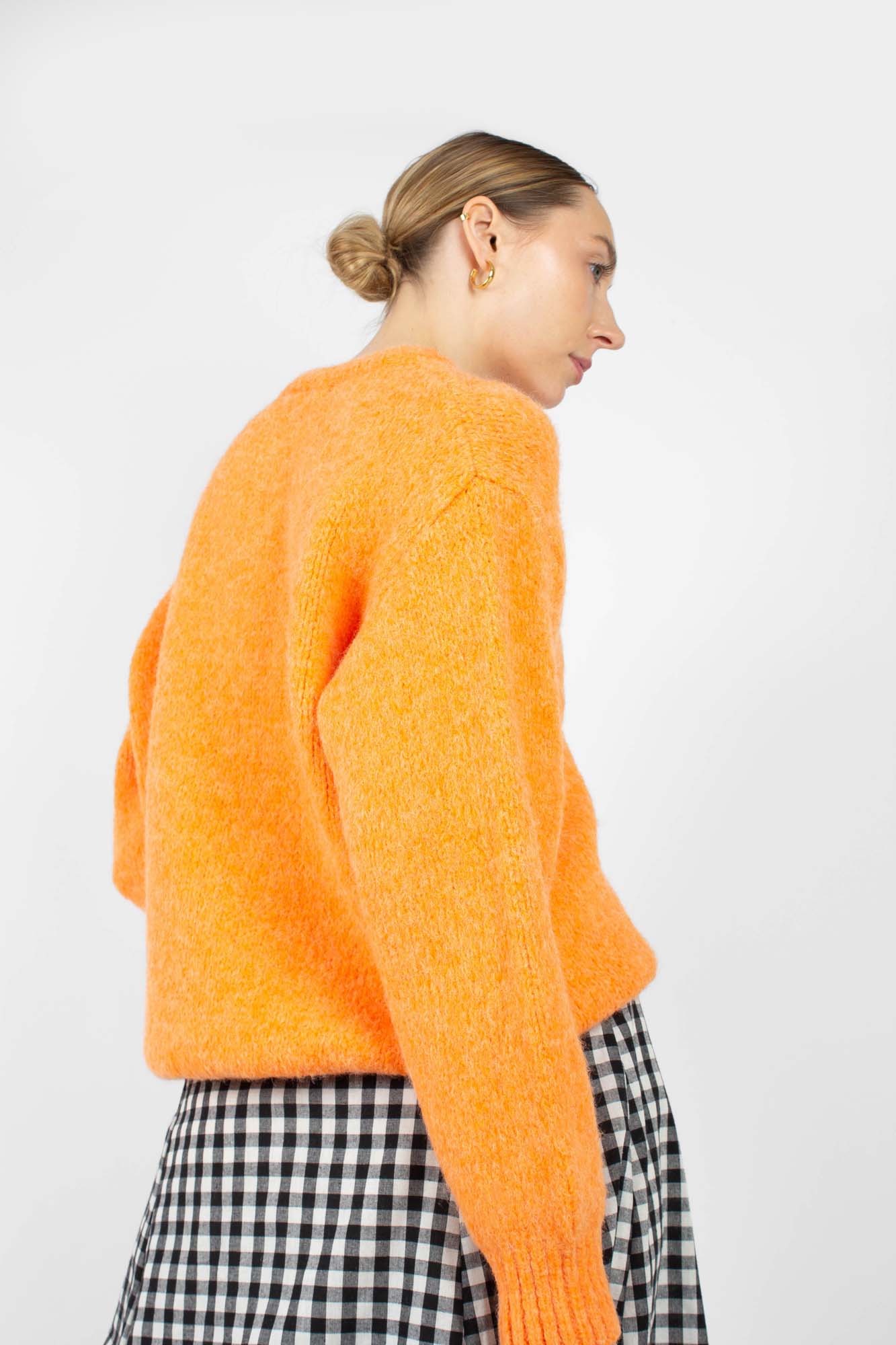 Bright orange crew neck loose fit jumper_4