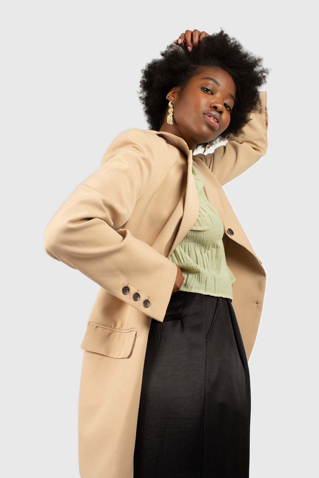 Mint tiered wrinkle long sleeved blouse_2