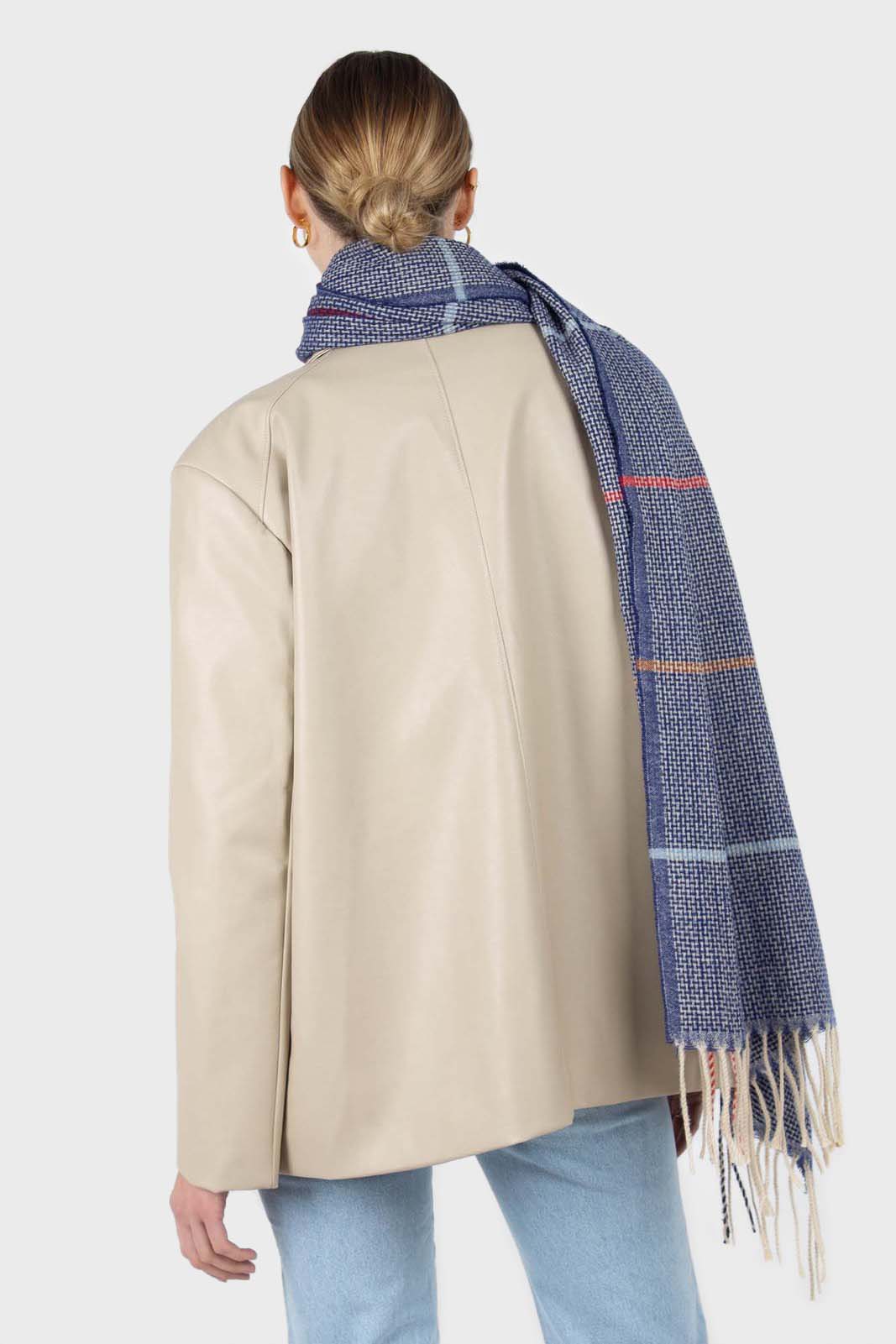 Light beige vegan leather belted jacket_7