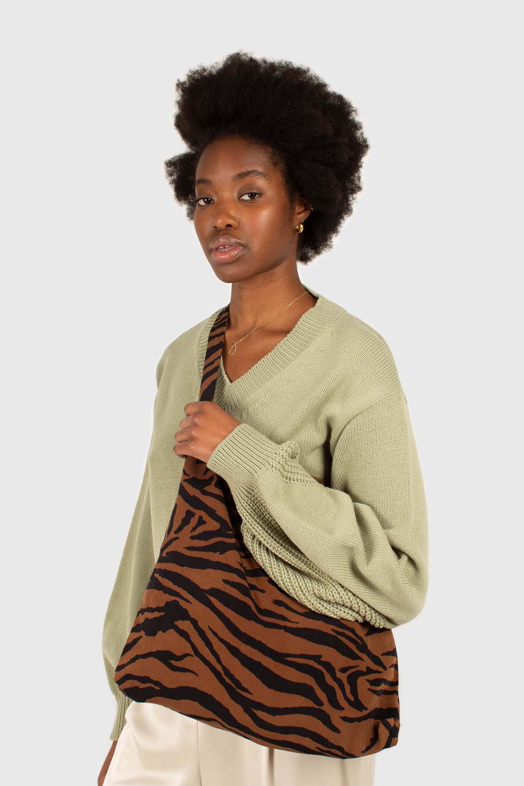 Brown and black zebra print tie strap tote_4