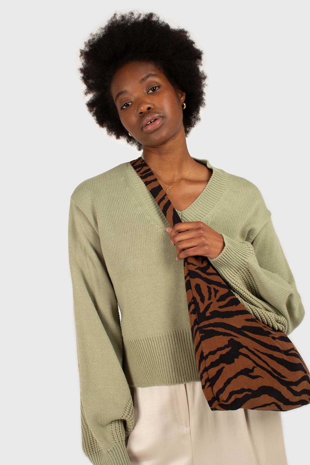 Brown and black zebra print tie strap tote_7