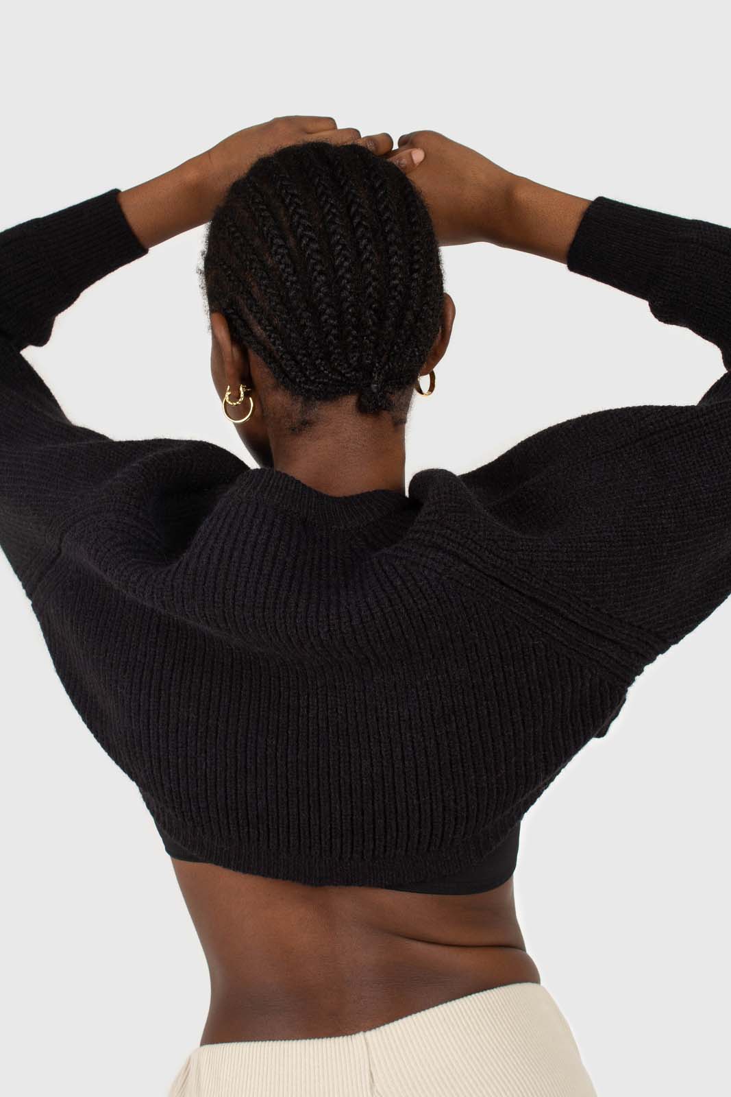 Black wool blend cropped knit jumper_4