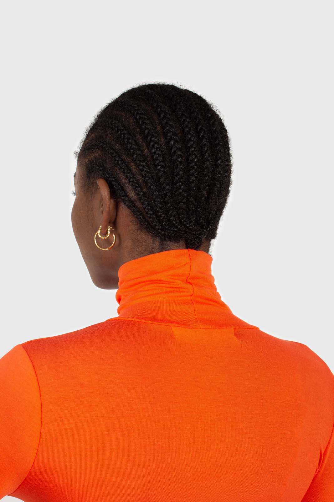 Bright orange soft jersey turtleneck top_4