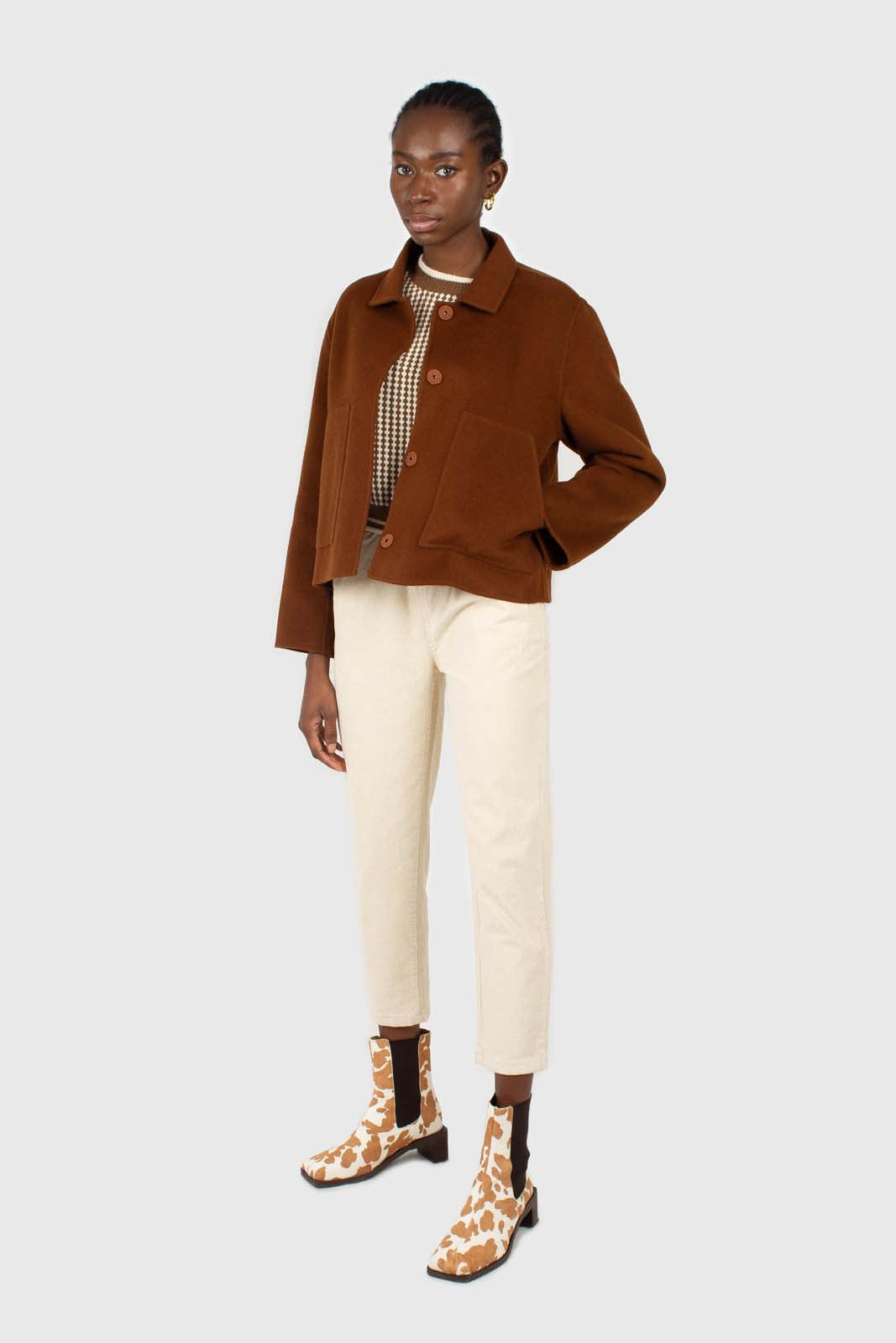 Brown handmade wool blend jacket_6