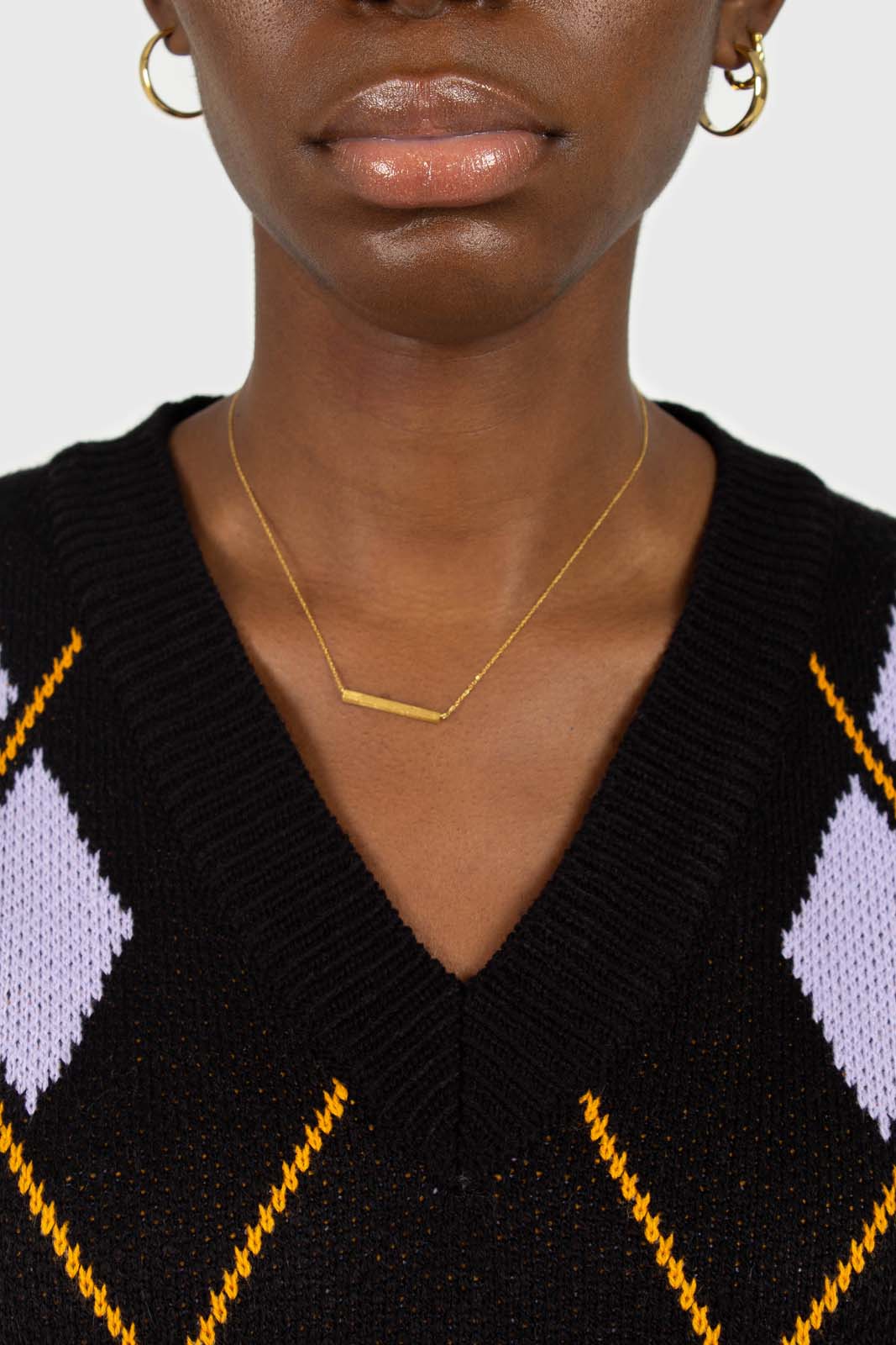 Black and lilac argyle sweater vest_10