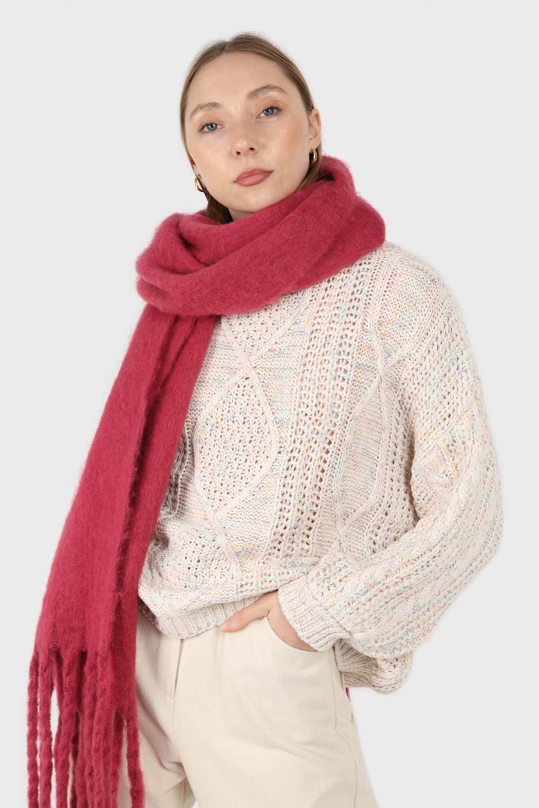 Ivory rainbow fleck oversized balloon sleeve jumper_4