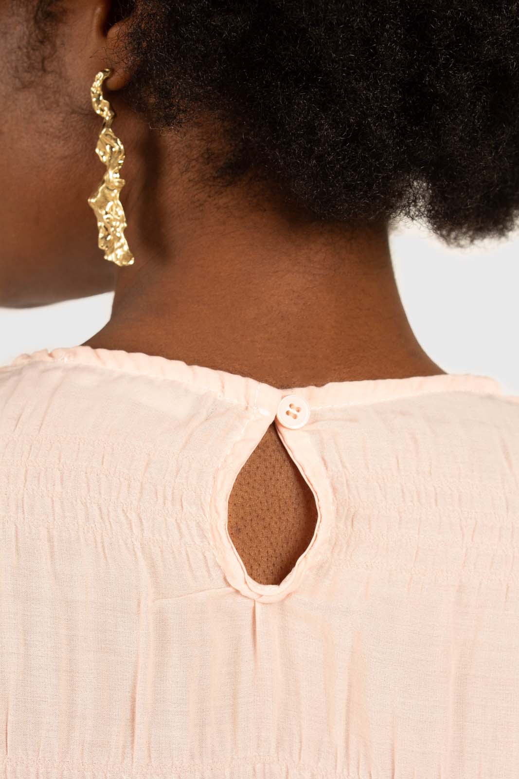 Pink tiered wrinkle long sleeved blouse_5