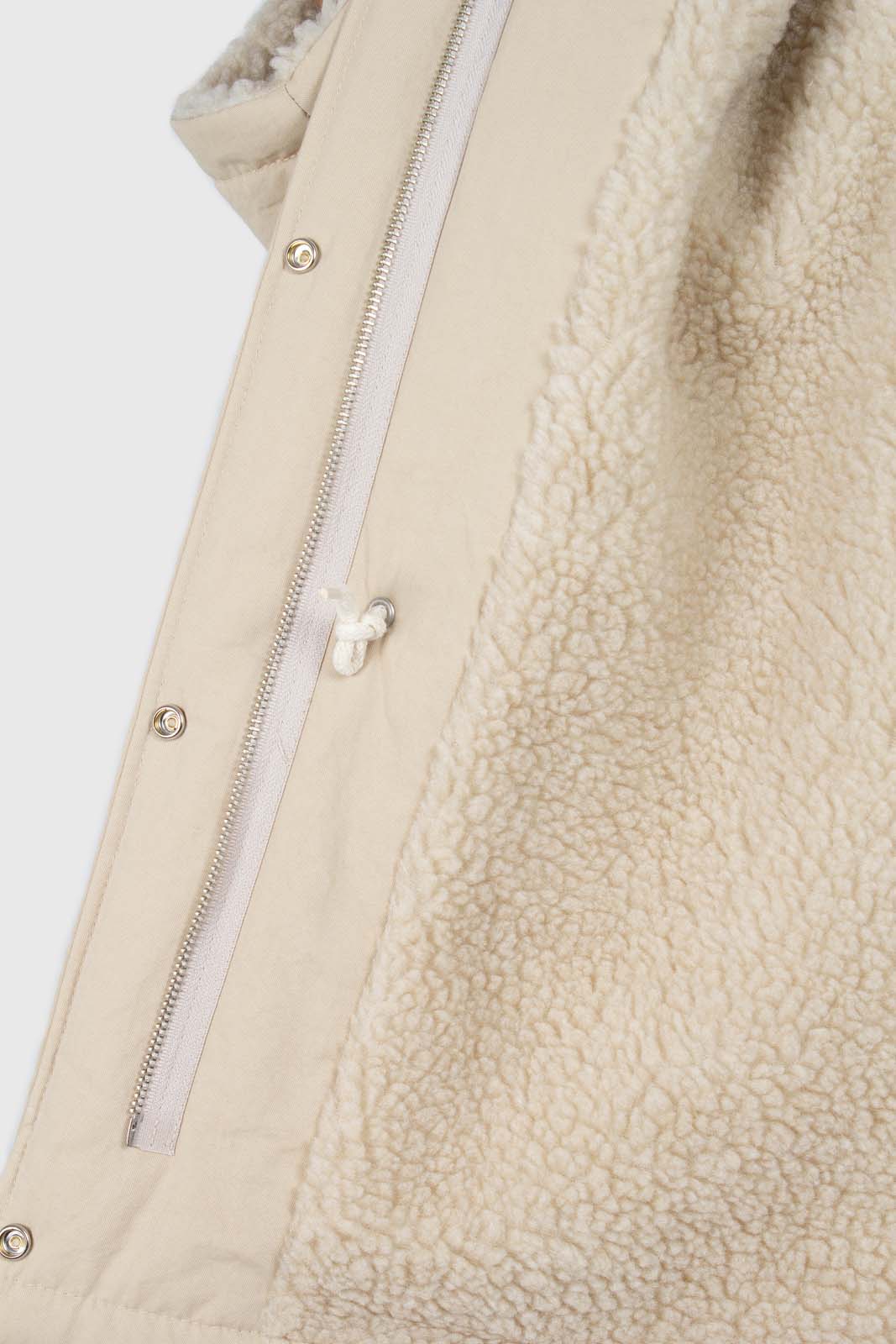 Beige teddy lined cinch back parka_7