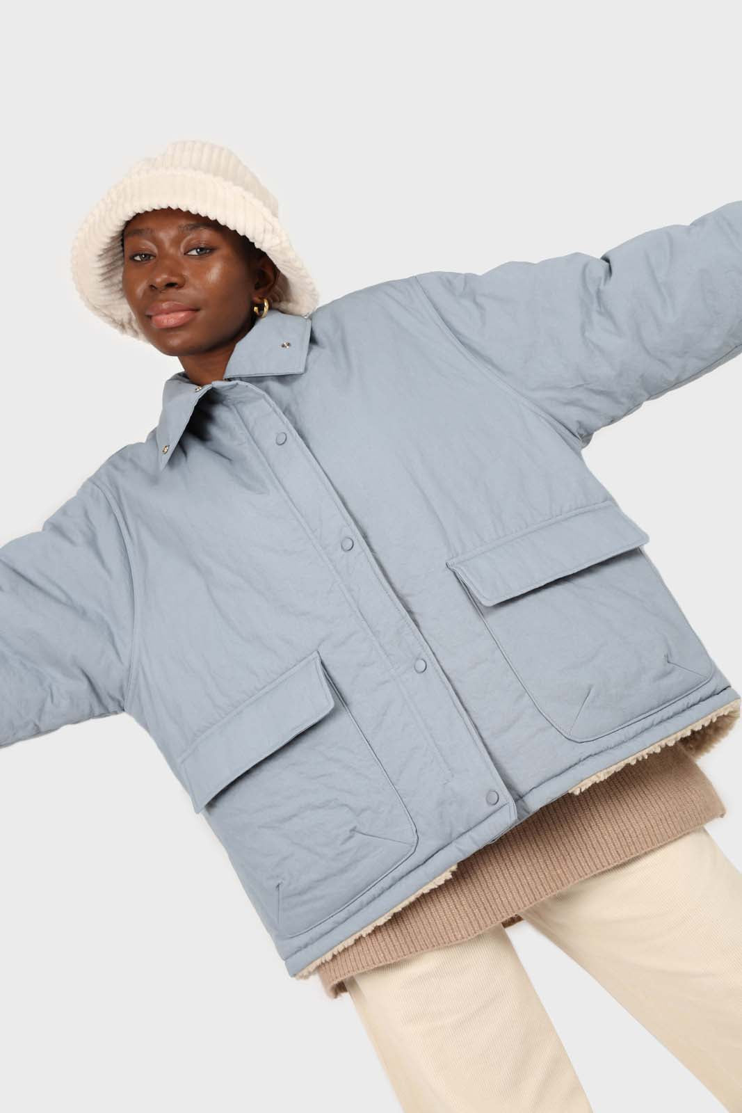 Blue teddy lined cinch back parka_1