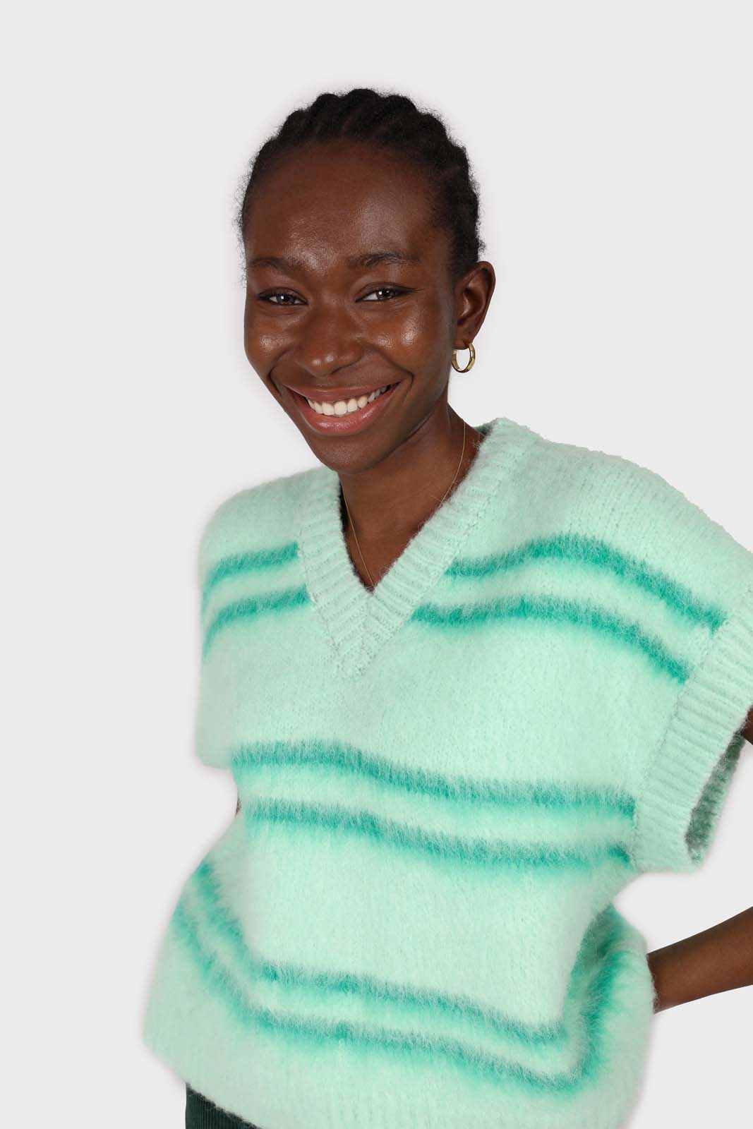 Mint striped wool blend sweater vest_3