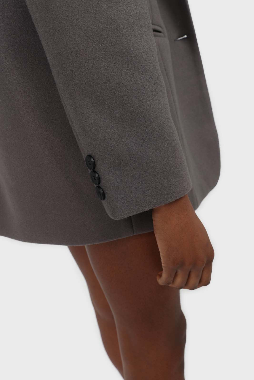 Charcoal wool blend oversized belted blazer_7