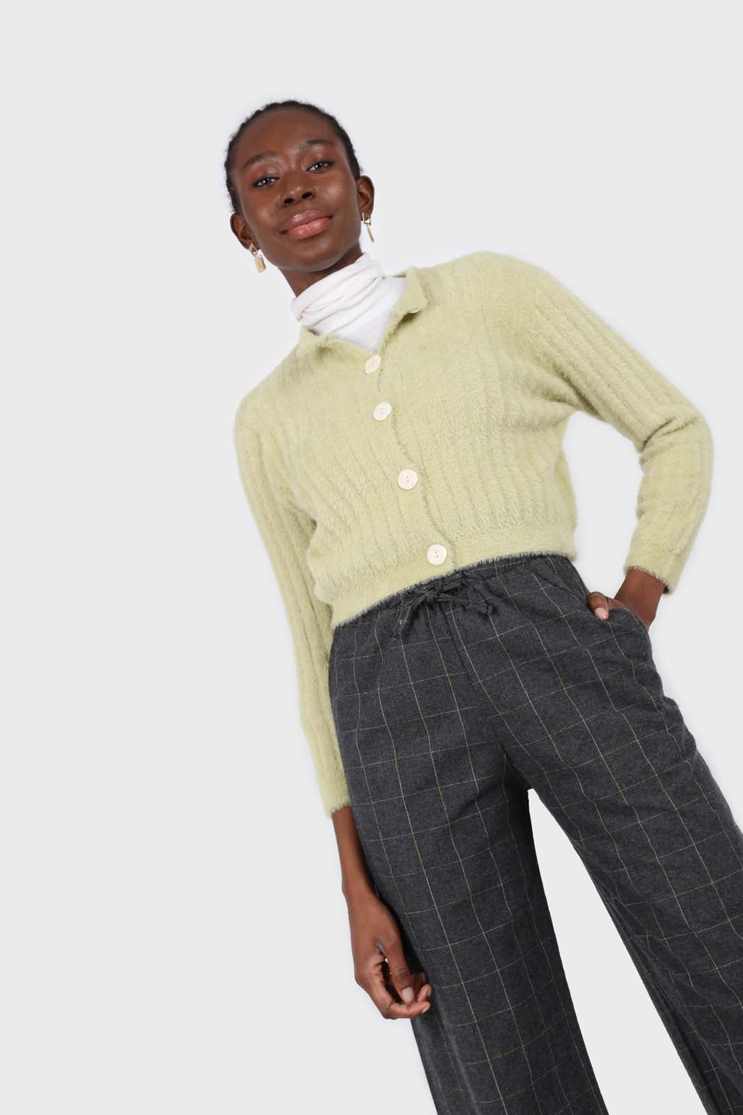 Mint fuzzy cropped cardigan_2