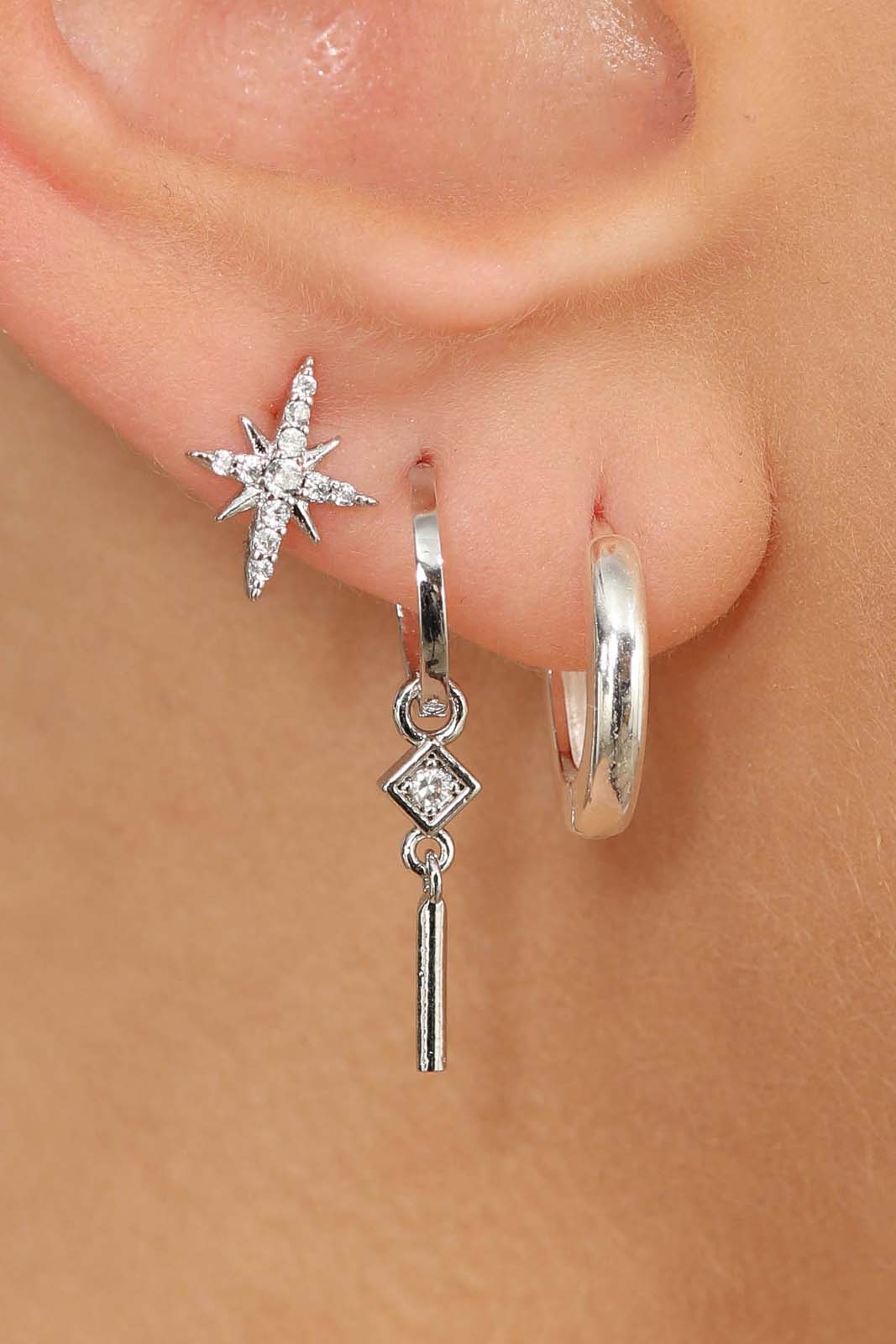 Silver starbust ear party stack_2