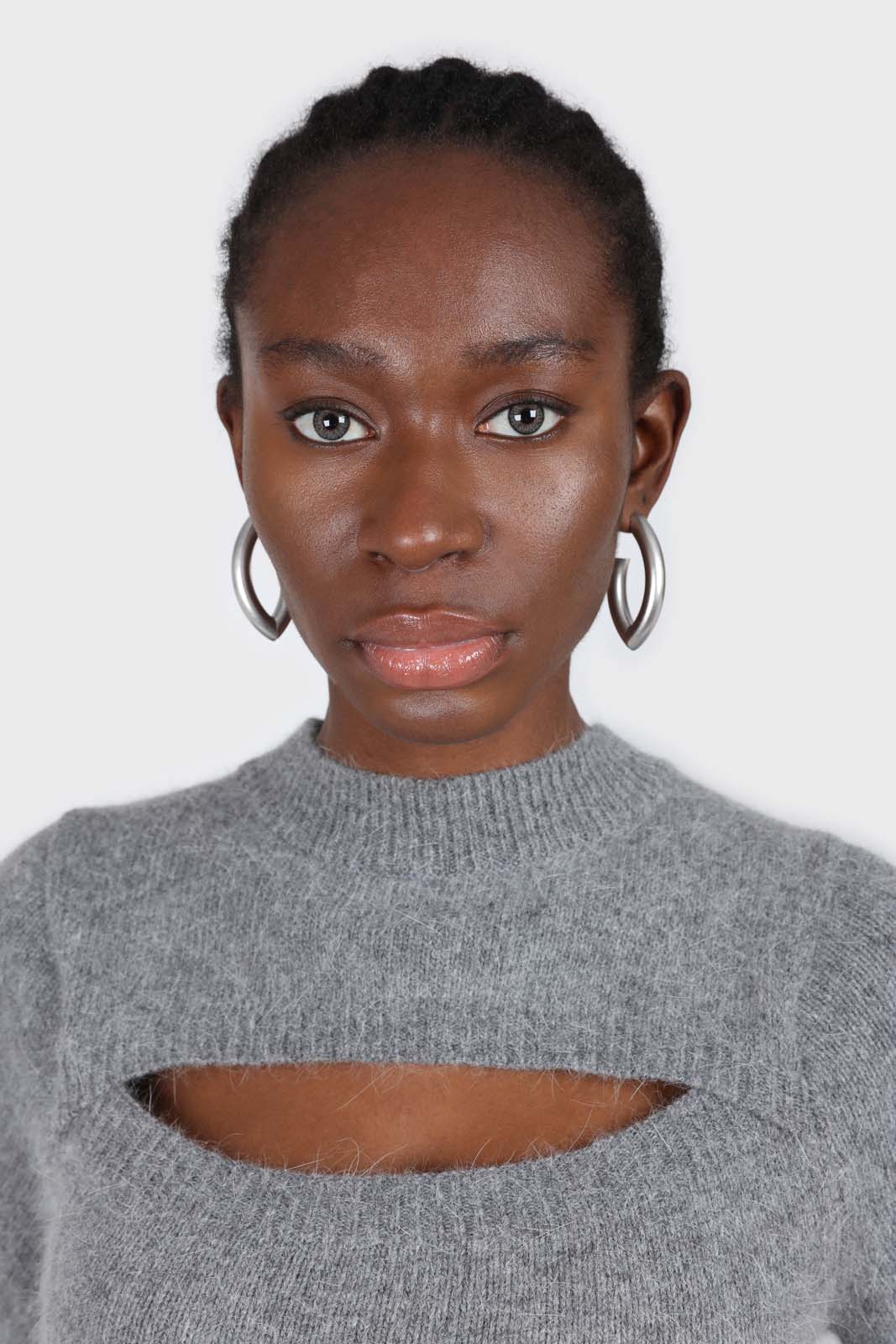 Charcoal peek chest angora wool blend knit top_5