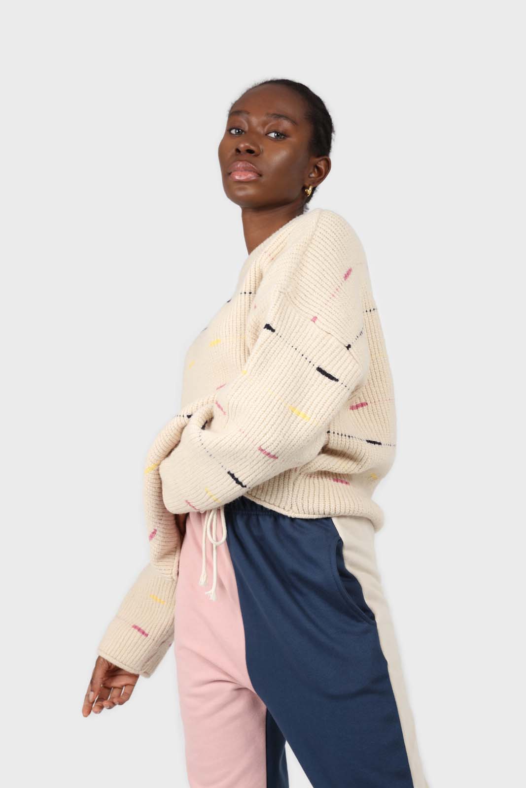 Ivory and pink stitched stripe jumper_2