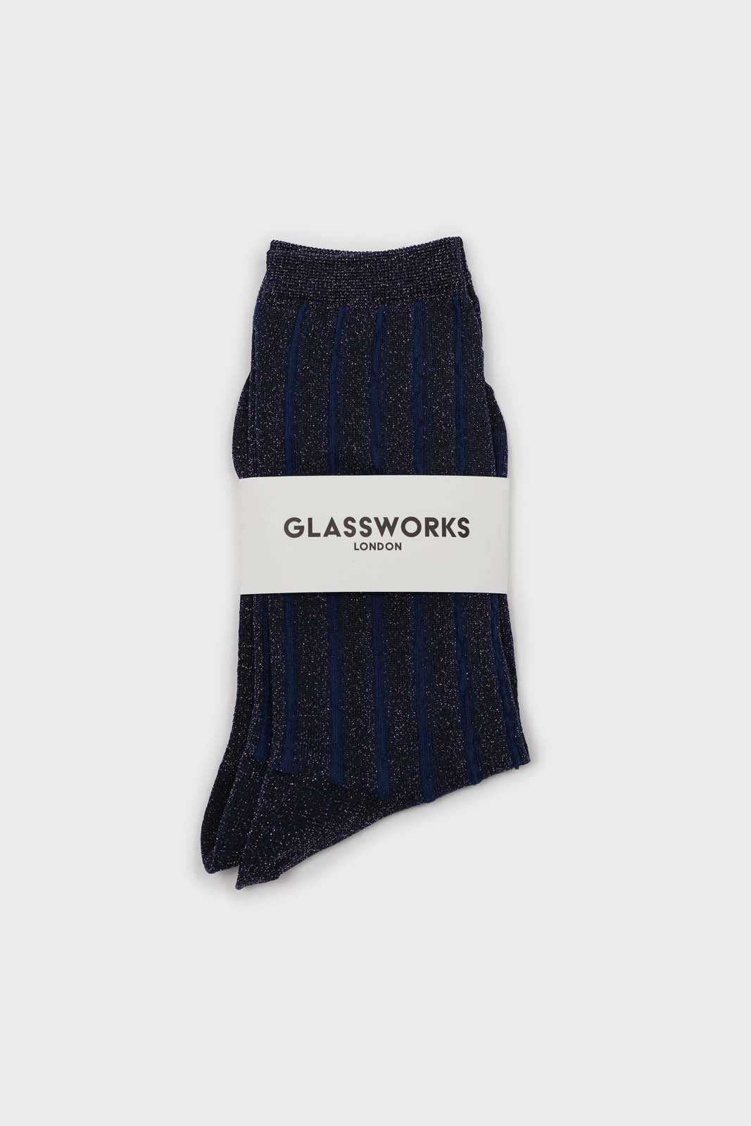 Blue contrast metallic ribbed socks_3