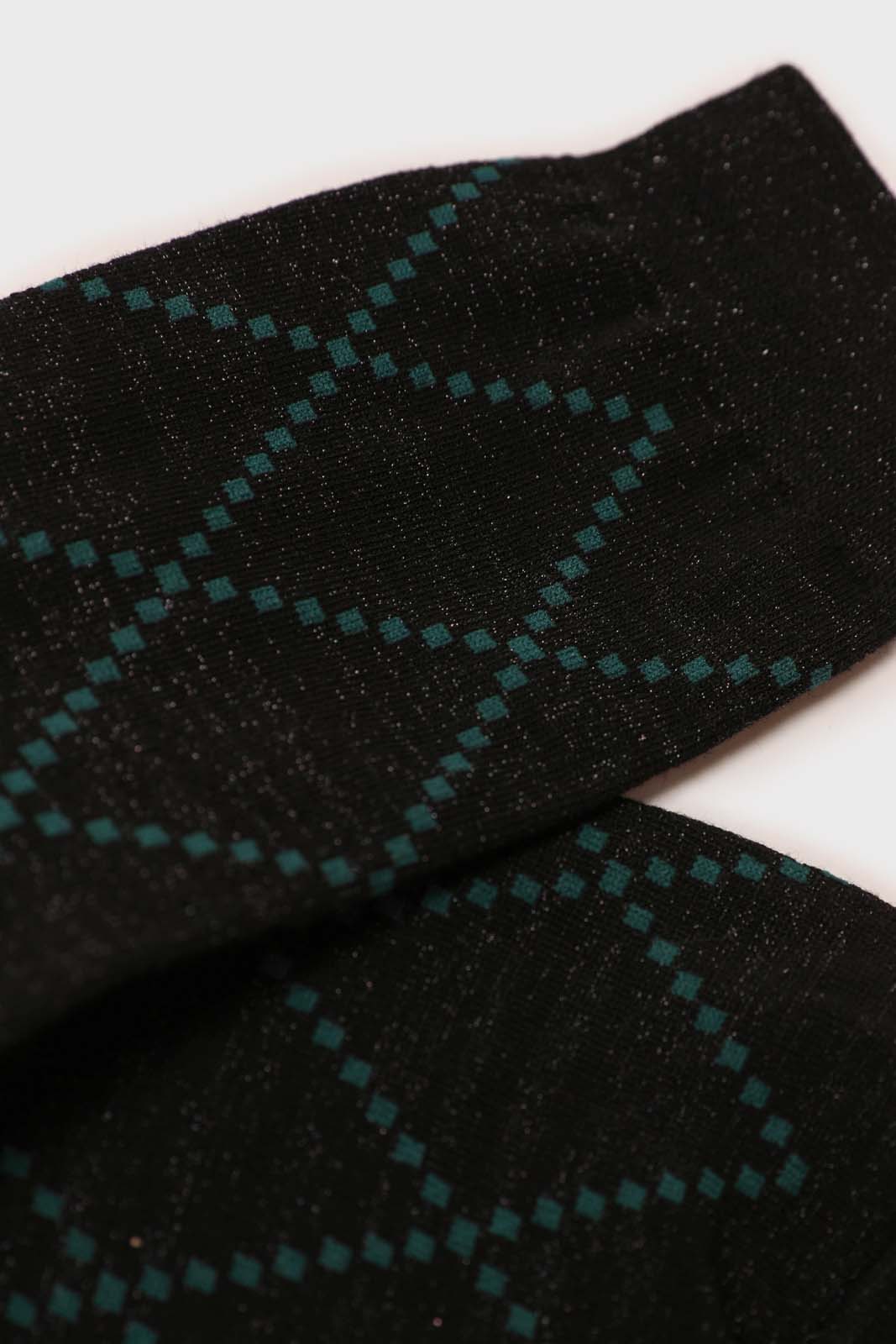 Black and green dotted diamond metallic socks_2