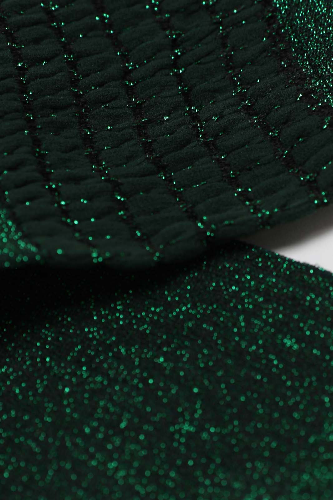 Green ribbed glitter puffed ankle socks_2