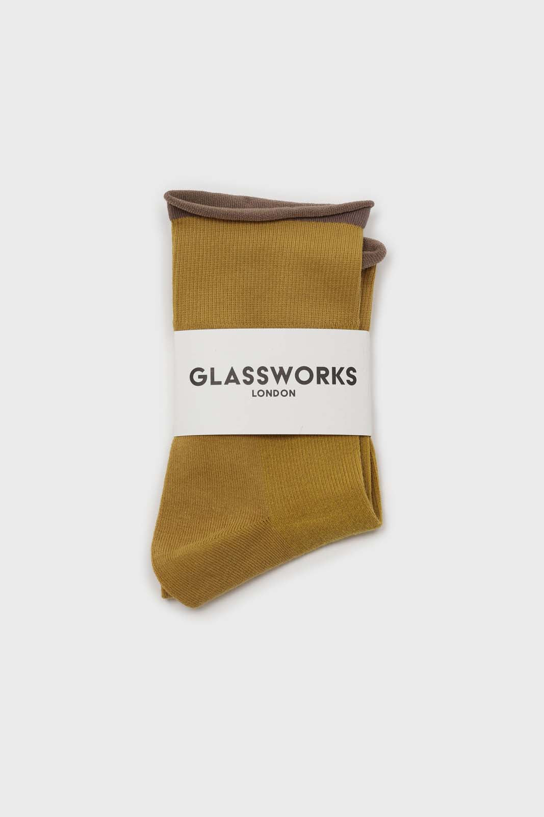Yellow and beige rolled trim socks_3