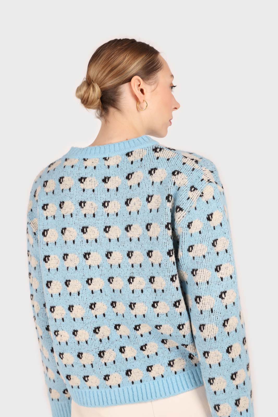 Blue intarsia sheep crew neck jumper_2