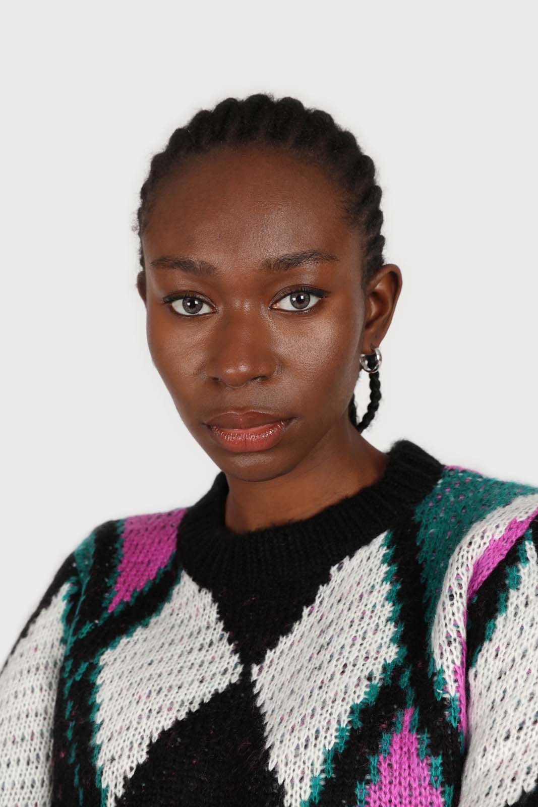 Black and purple diamond intarsia knit jumper_4